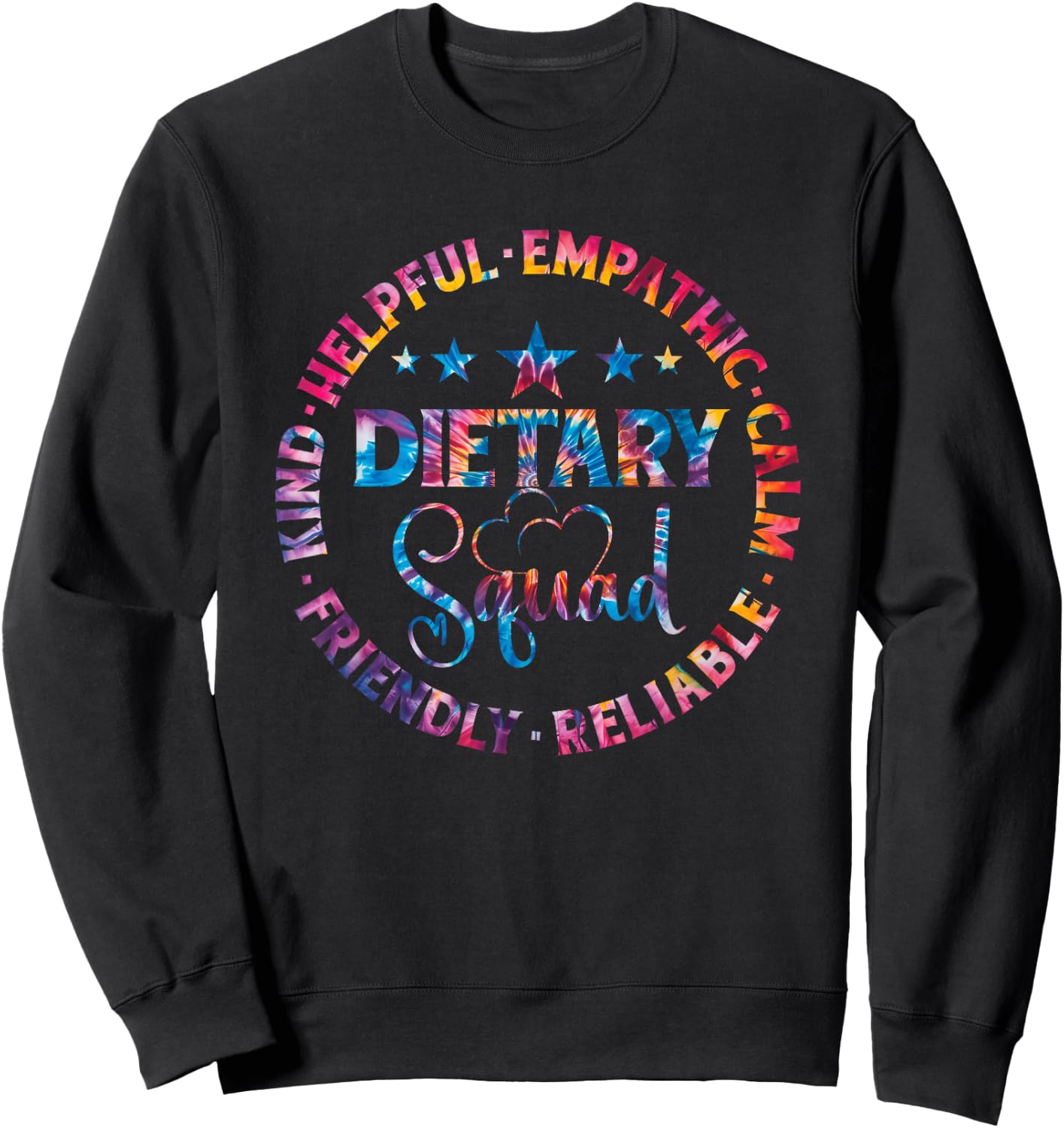 Dietary Squad Tie Dye Healthcare Worker Dietitian Squad Sweatshirt - Sweatshirt | Black