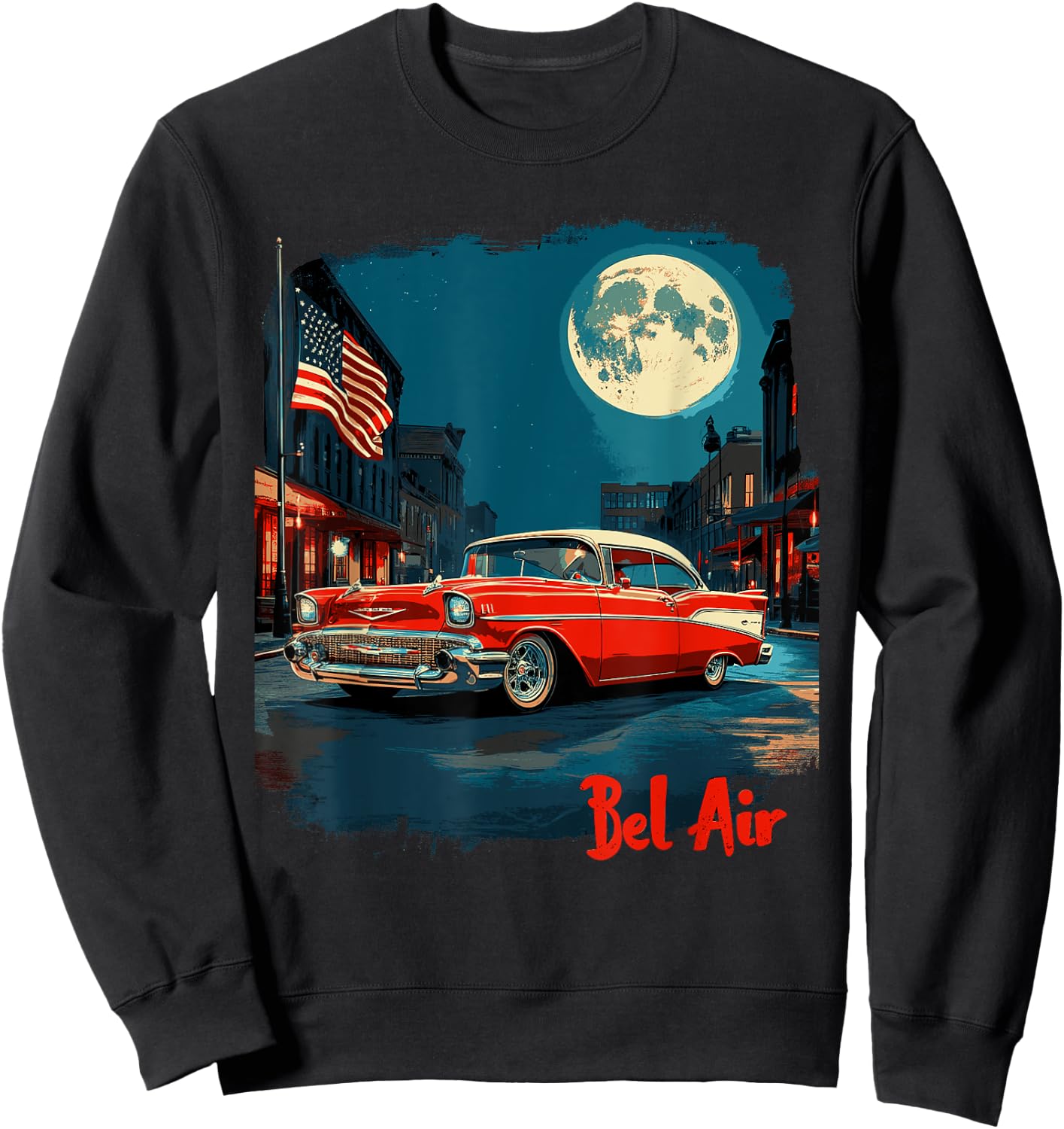 Vintage 1957 Bel Air Classic car Old School Hot Rod Bel Air Sweatshirt - Sweatshirt | Black