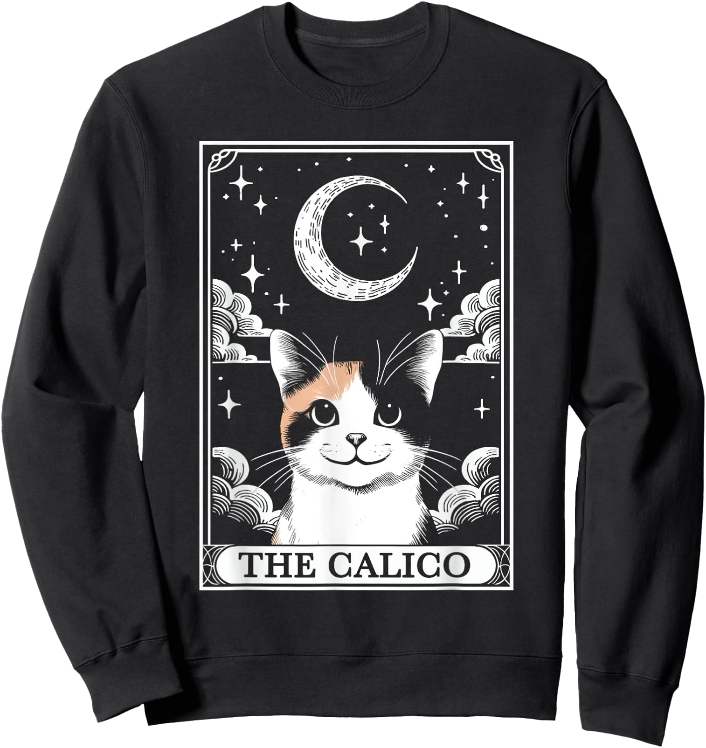 Tarot Card Vintage Crescent Moon Calico Cat Mom Cat Lovers Women Kids Sweatshirt - Sweatshirt | Black
