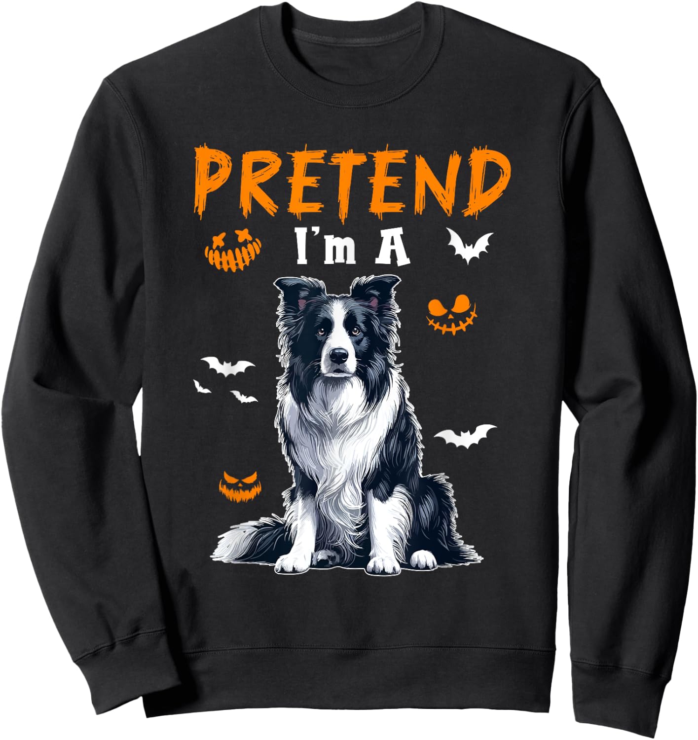 Pretend I'm A Border Collie Halloween Costume Owner Kids Sweatshirt - Sweatshirt | Black