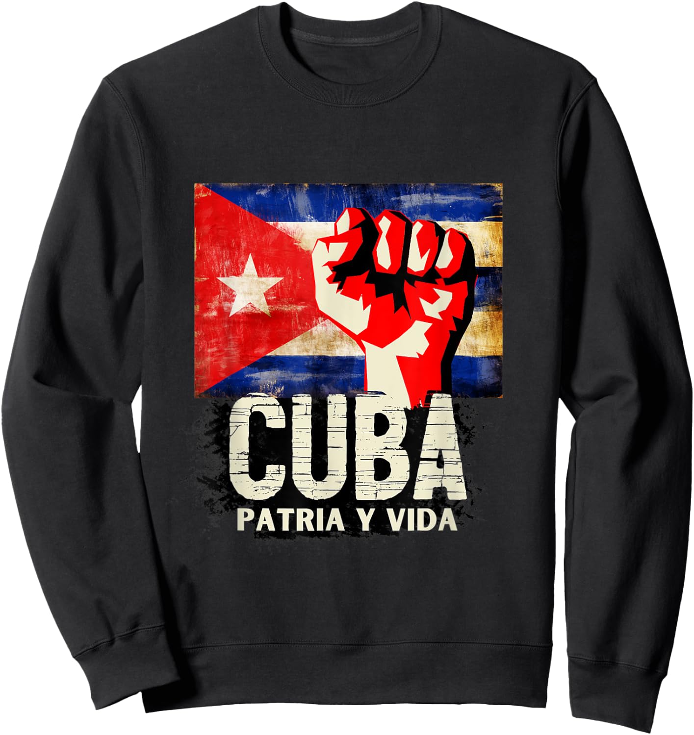 Cuba Patria Y Vida Shirt SOS Cuba Flag Shirt Sweatshirt - Sweatshirt | Black