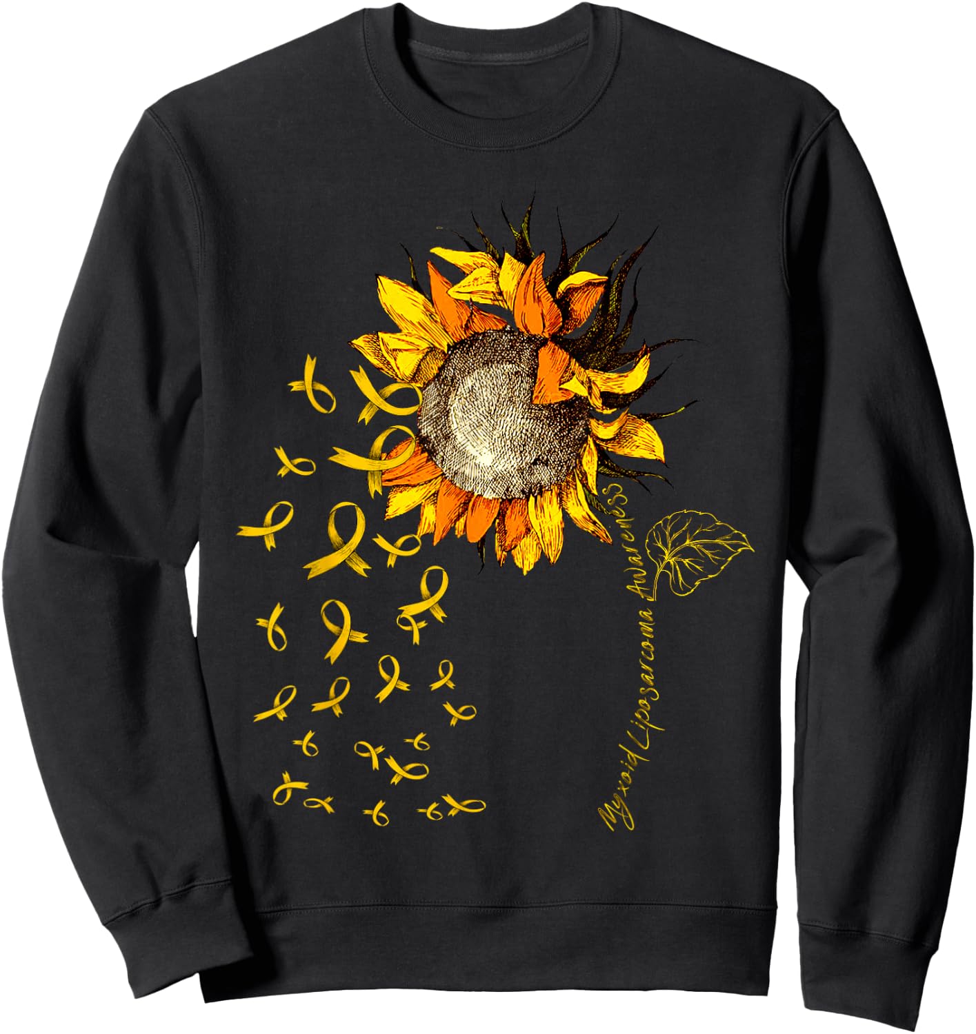 MYXOID LIPOSARCOMA Awareness Sunflower Yellow Ribbon Sweatshirt - Sweatshirt | Black