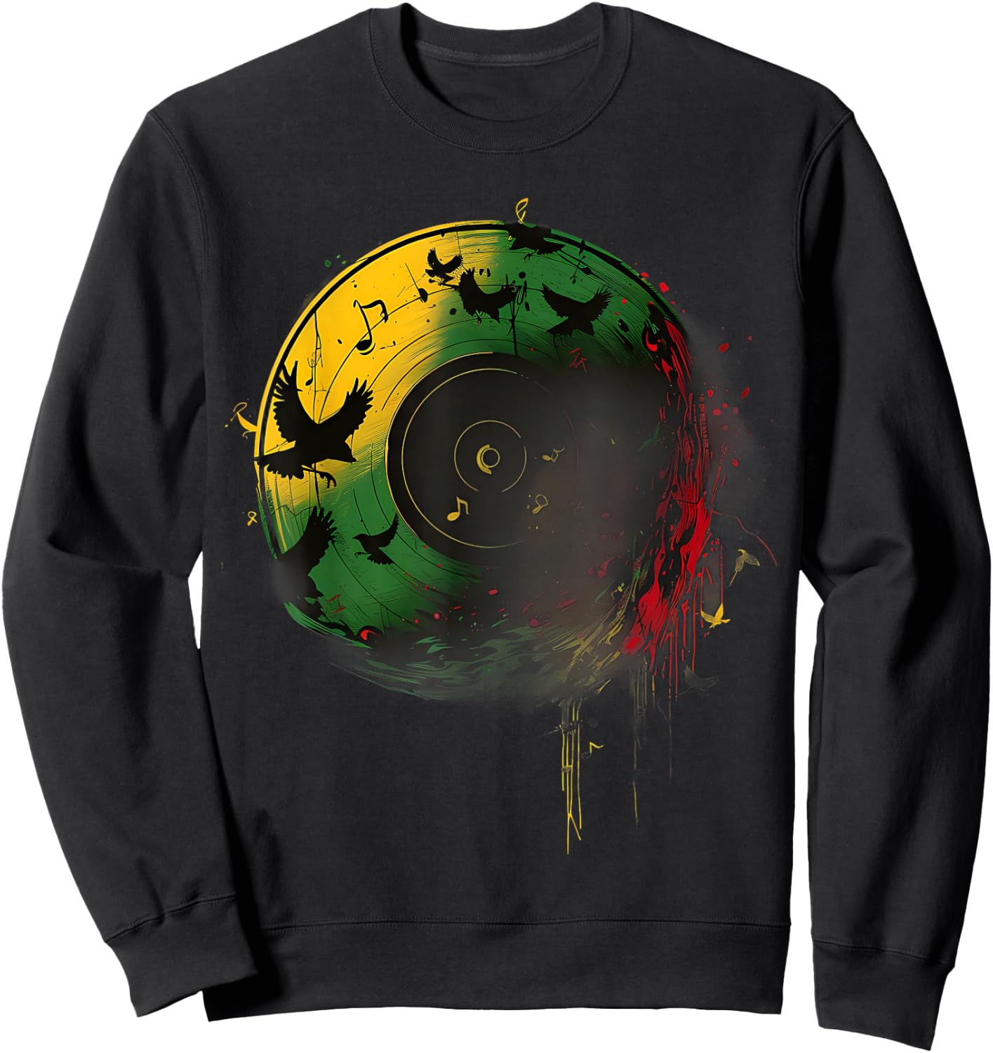 Reggae Music Vinyl Jamaican Pride Rastafarian Rasta Sweatshirt - Sweatshirt | Black