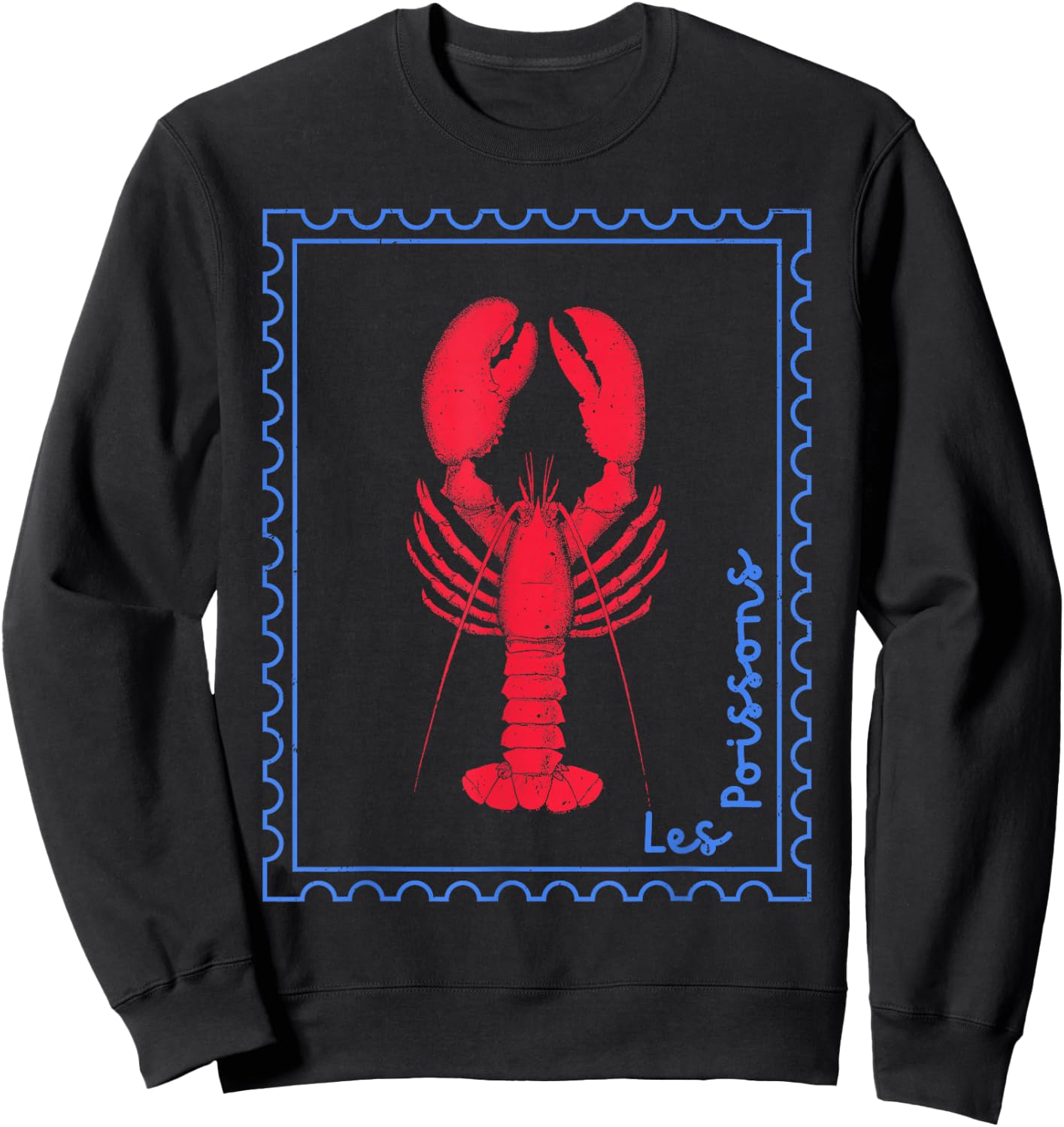 Vintage Lobster French Coastal Distressed Nautical Fisherman Sweatshirt - Sweatshirt | Black