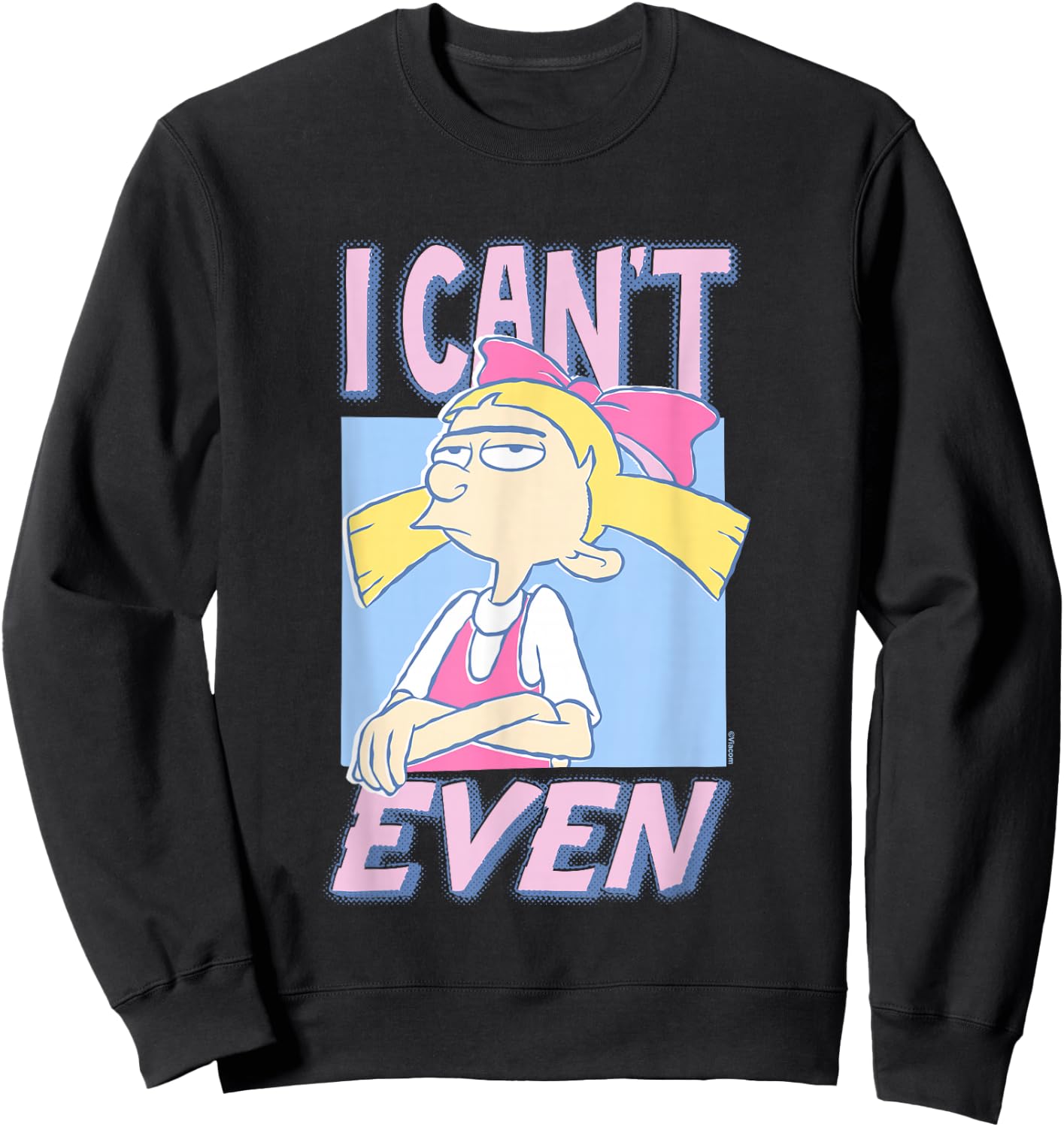 Hey Arnold! Iconic Helga Pataki I Can't Even Big Chest Logo Sweatshirt - Sweatshirt | Black