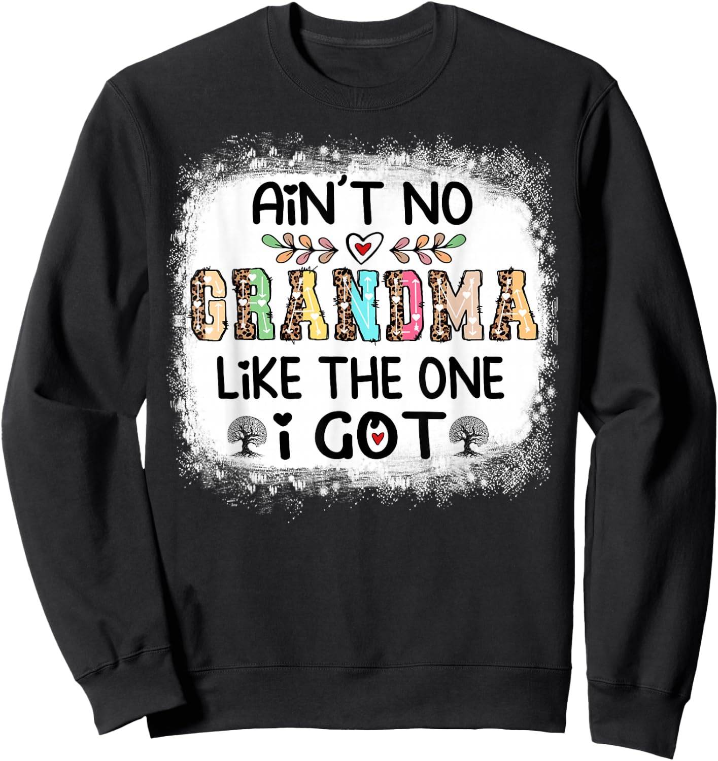 Ain't No Grandma Like The One I Got Leopard Family Reunion Sweatshirt - Sweatshirt | Black