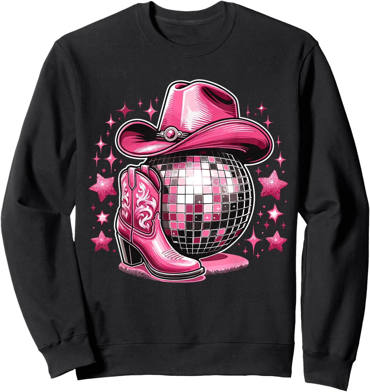 Western Cowgirl Rodeo Disco Retro Bachelorette Party Sweatshirt - Sweatshirt | Black