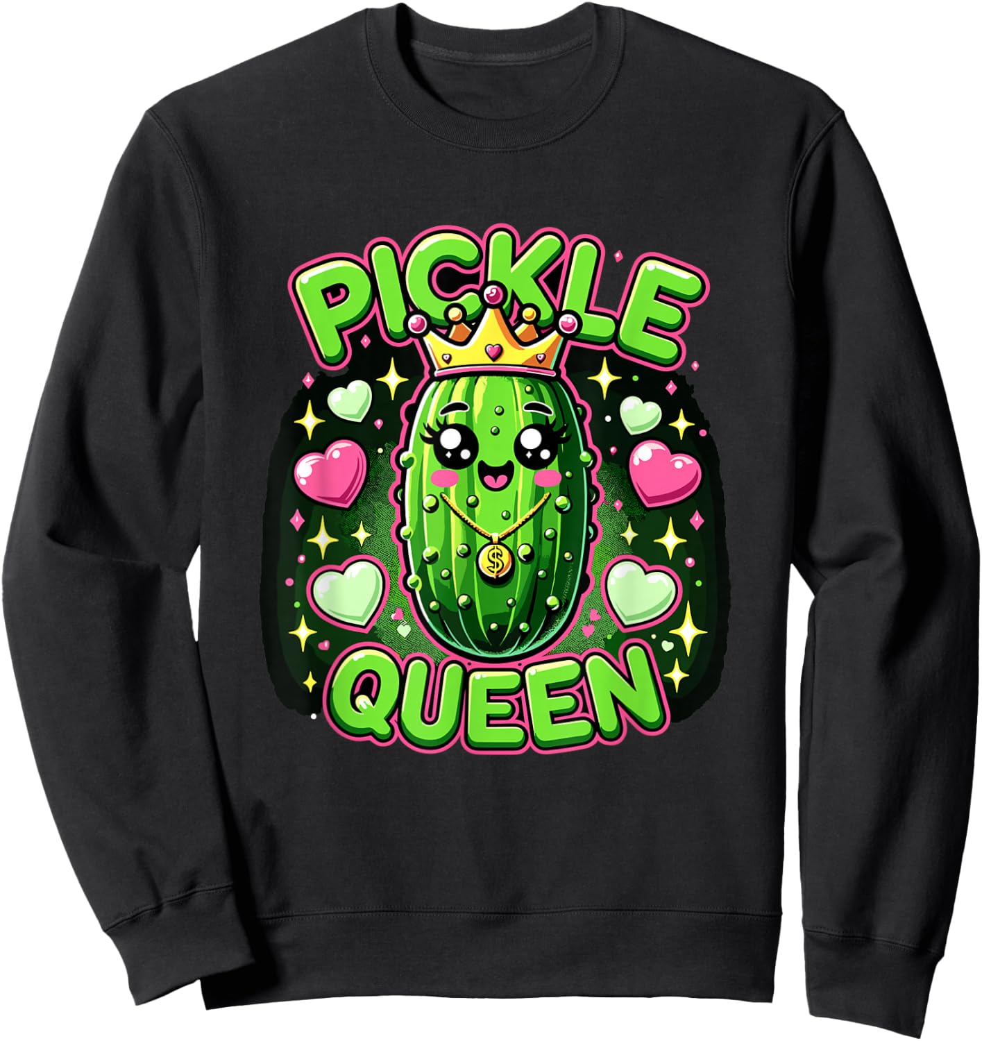 Pickle Queen for Girls and Women funny pickle Sweatshirt - Sweatshirt | Black