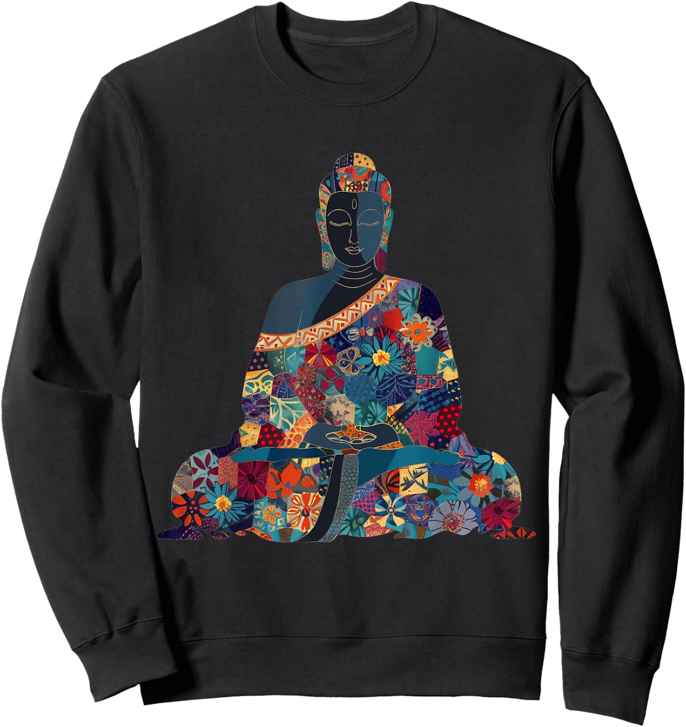 Buddha Vintage Flowers Zen Buddhist Buddhism Yoga Spiritual Sweatshirt - Sweatshirt | Black