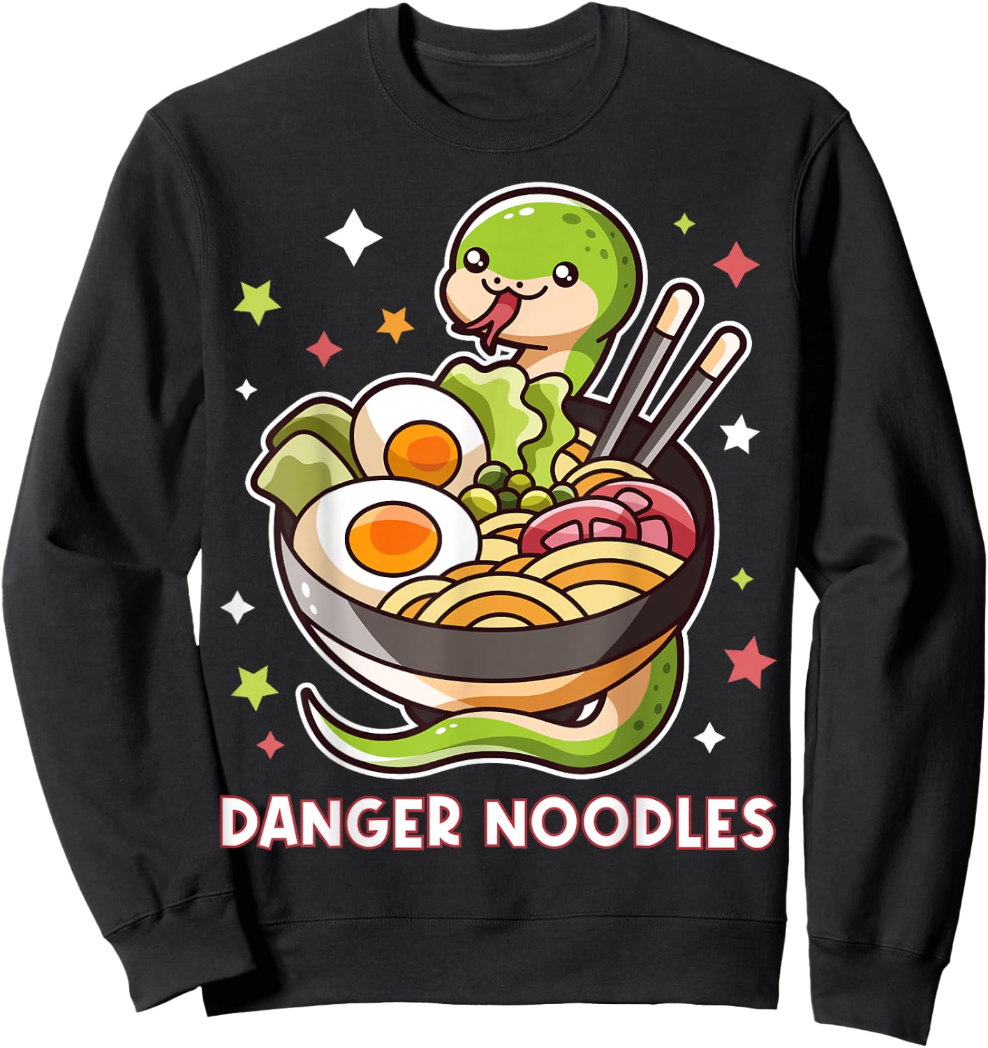 Danger Noodles Snake In A Ramen Noodles Bowl Kawaii Outfit Sweatshirt - Sweatshirt | Black