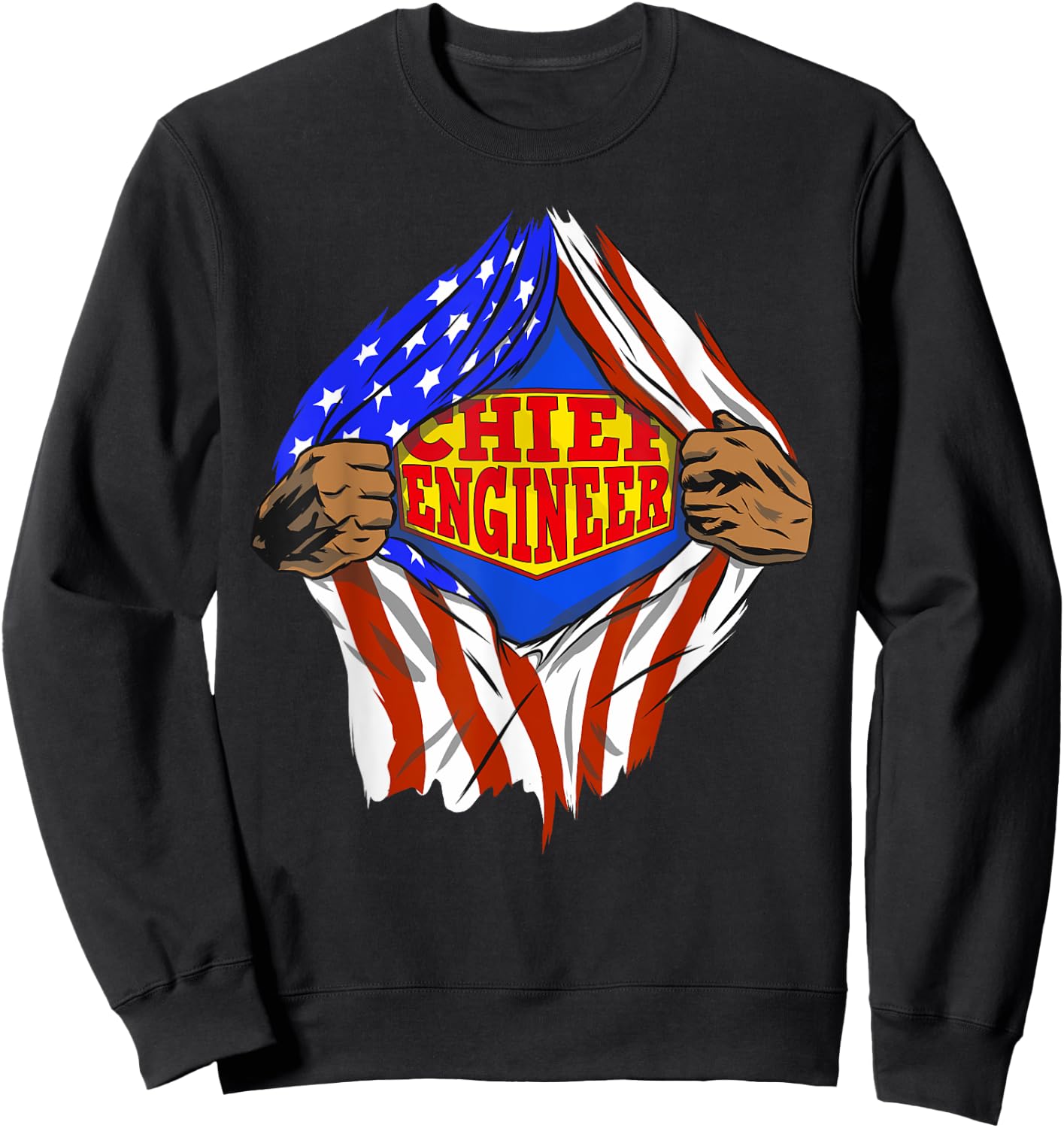 Funny Super Chief Engineer Hero Job Sweatshirt - Sweatshirt | Black