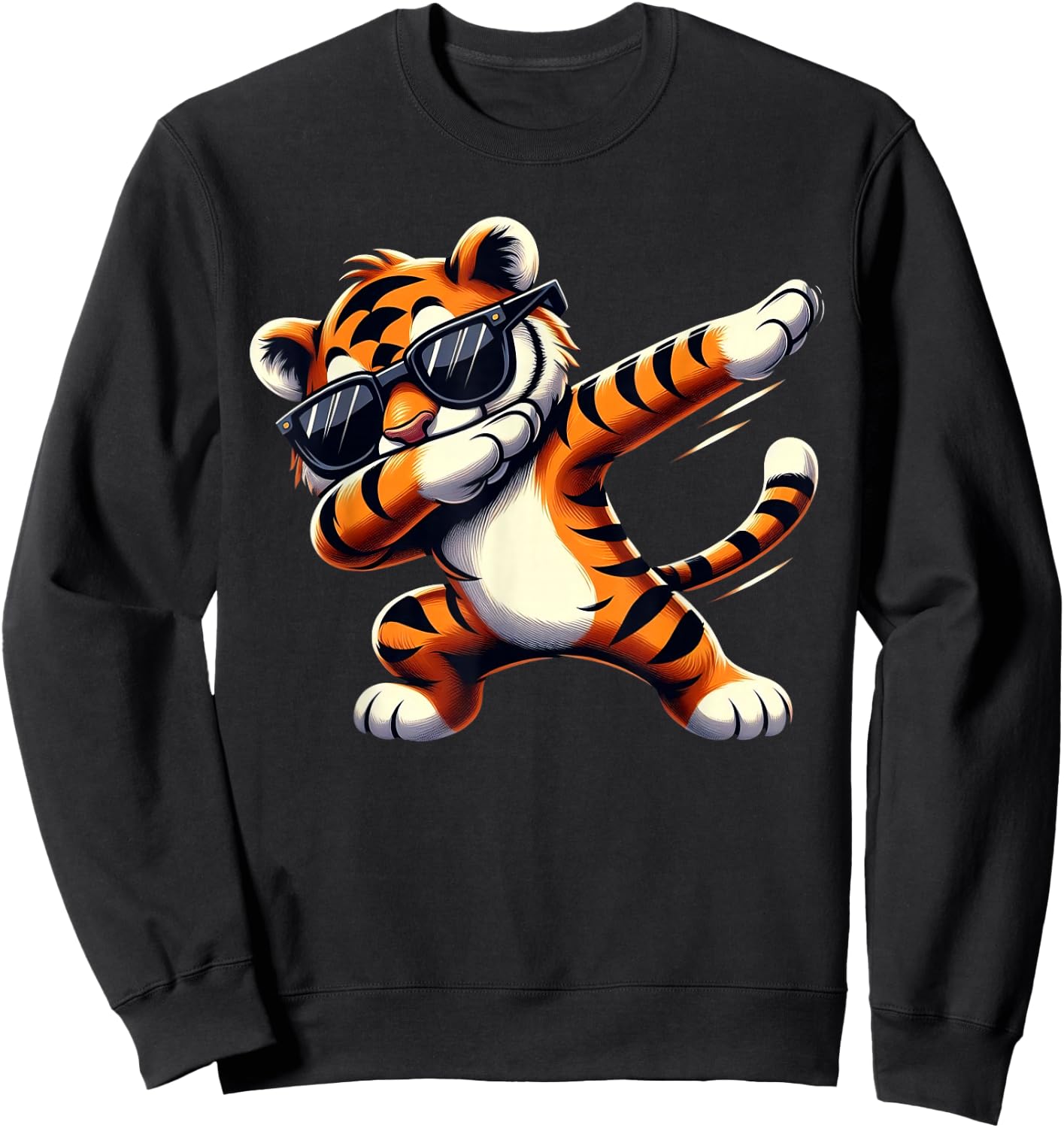 Dabbing Tiger Wearing Hip Hop Graphic Cool Dabbing Tiger Sweatshirt - Sweatshirt | Black