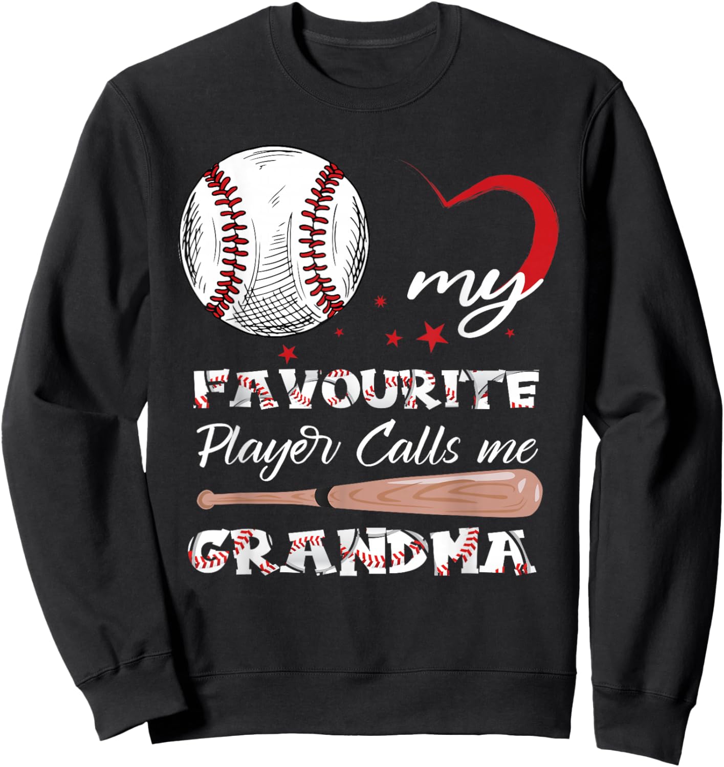 My Favorite Player Calls Me Grandma Baseball Women Sweatshirt - Sweatshirt | Black