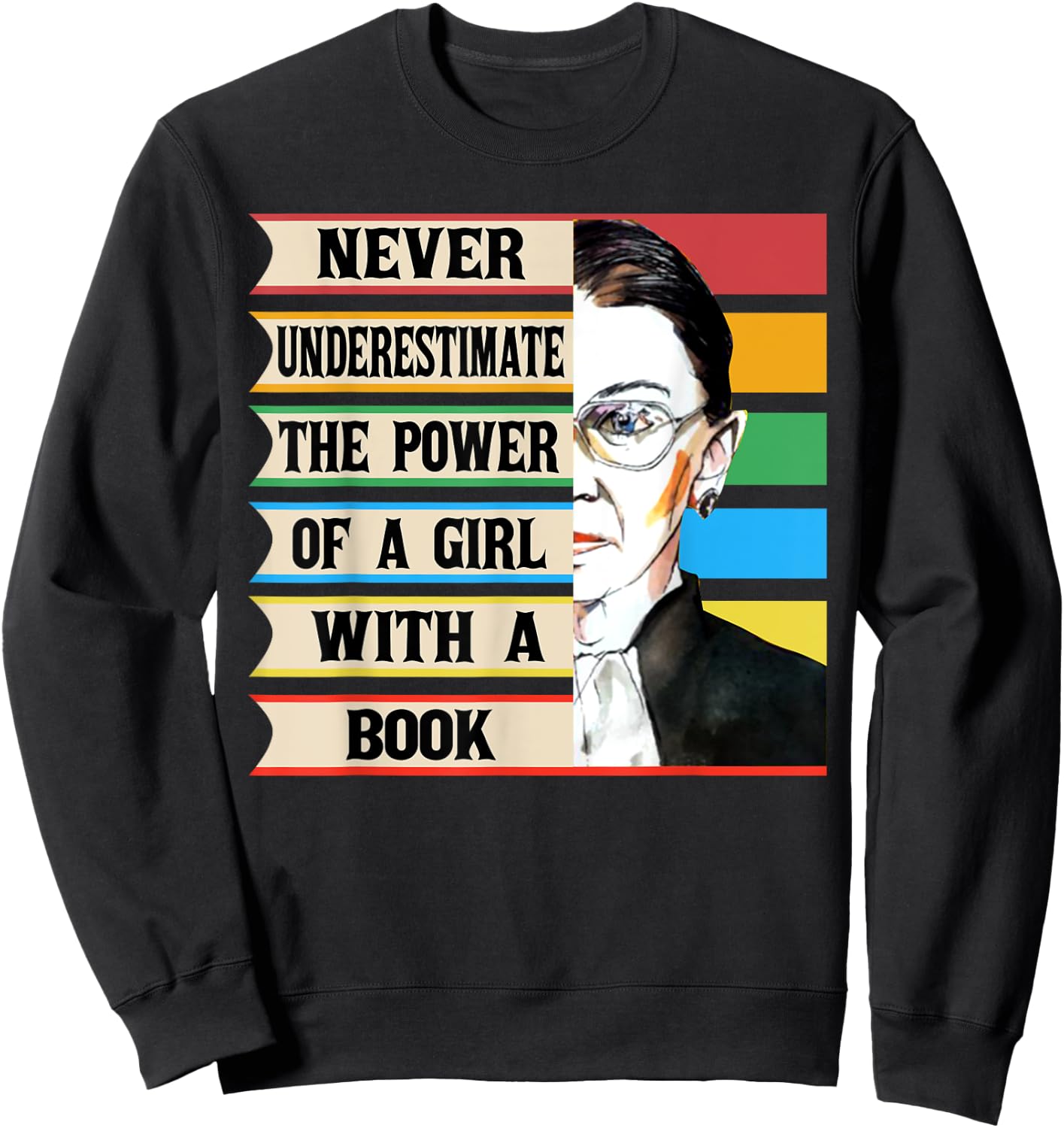 Vintage Never Underestimate The Power Of A Girl With A Book Sweatshirt - Sweatshirt | Black