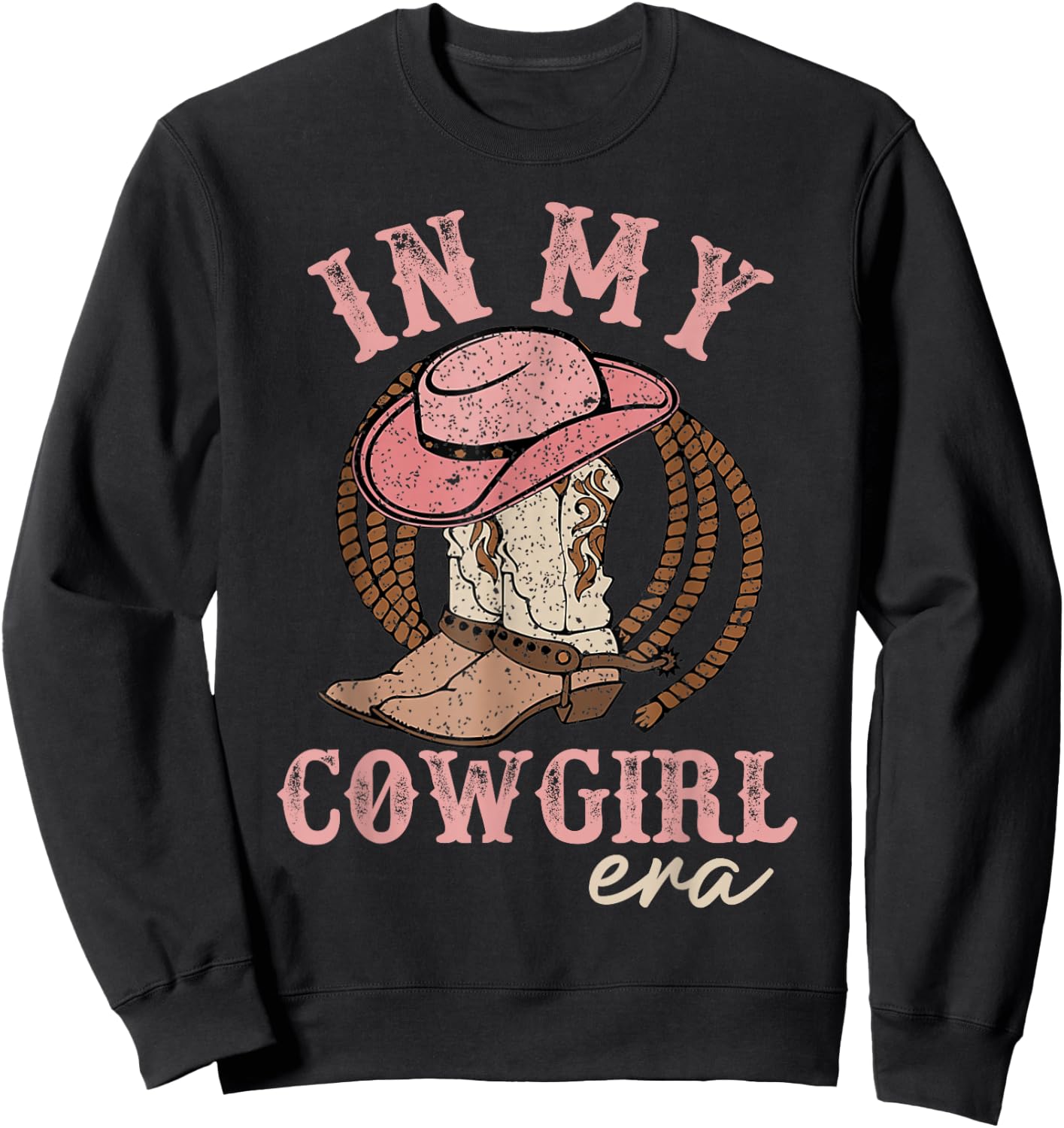 In My Cowgirl Era Groovy Cute Western Rodeo Cowgirl Sweatshirt - Sweatshirt | Black