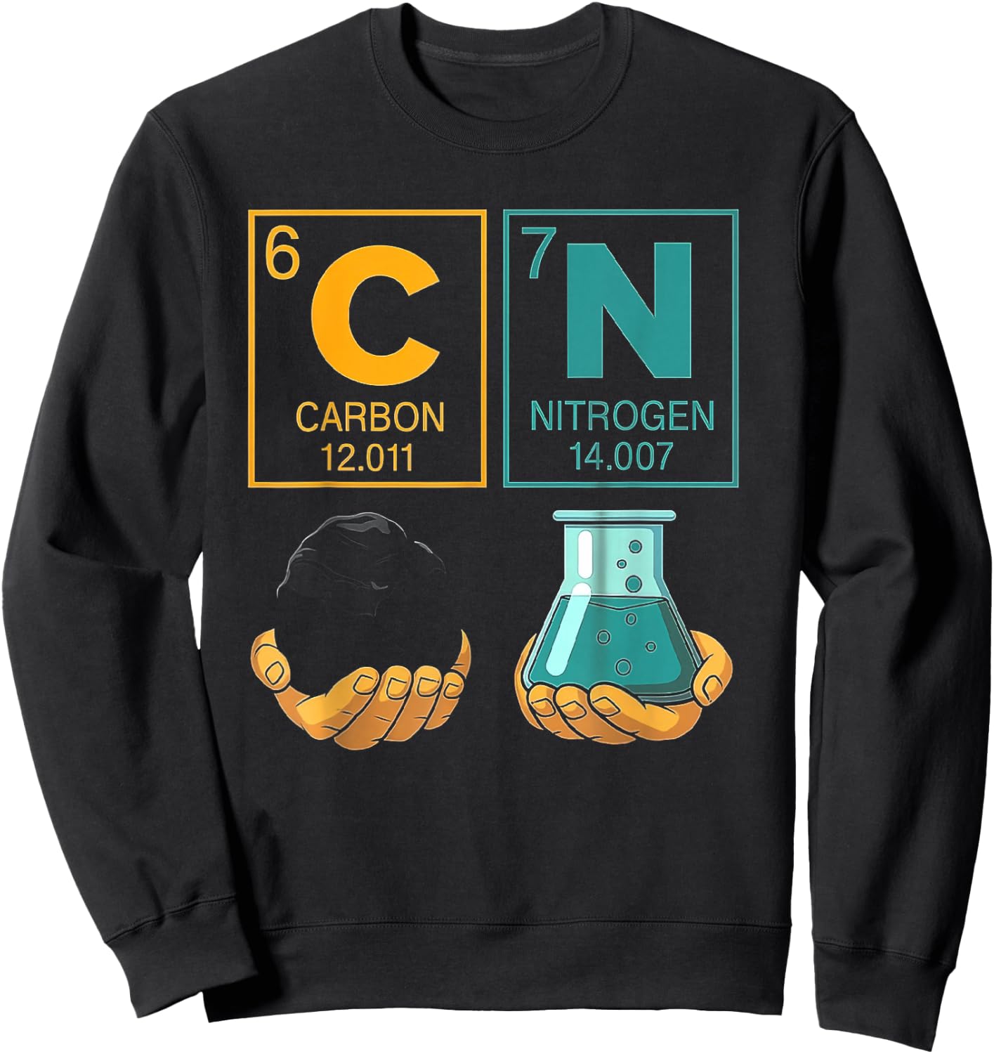 Chemistry Prediotic Table Elements Carbon Nitrogen Lover Sweatshirt - Sweatshirt | Black