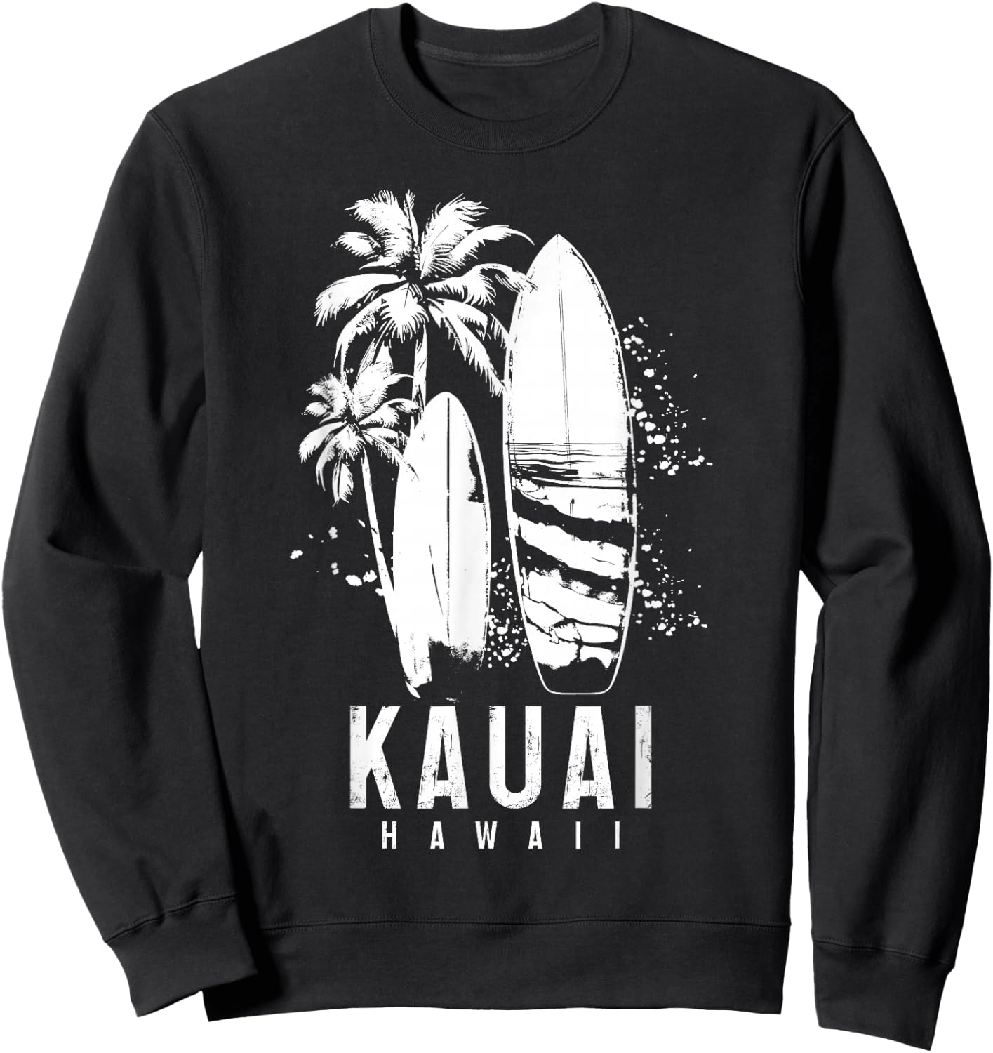 Kauai Hawaii Surf Hawaiian Vintage Surfing Surfer Sweatshirt - Sweatshirt | Black