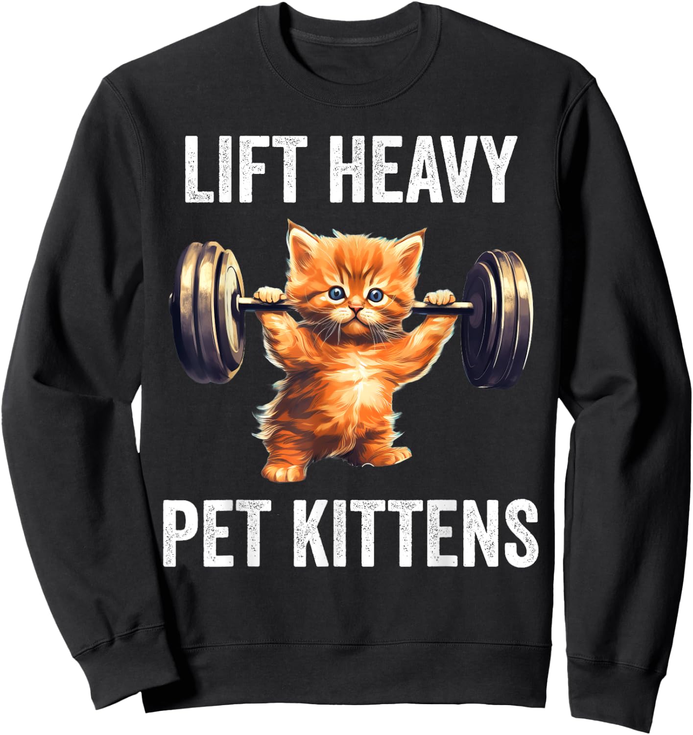 Lift Heavy Pet Kittens Funny Gym Workout Weight Lifter Sweatshirt - Sweatshirt | Black
