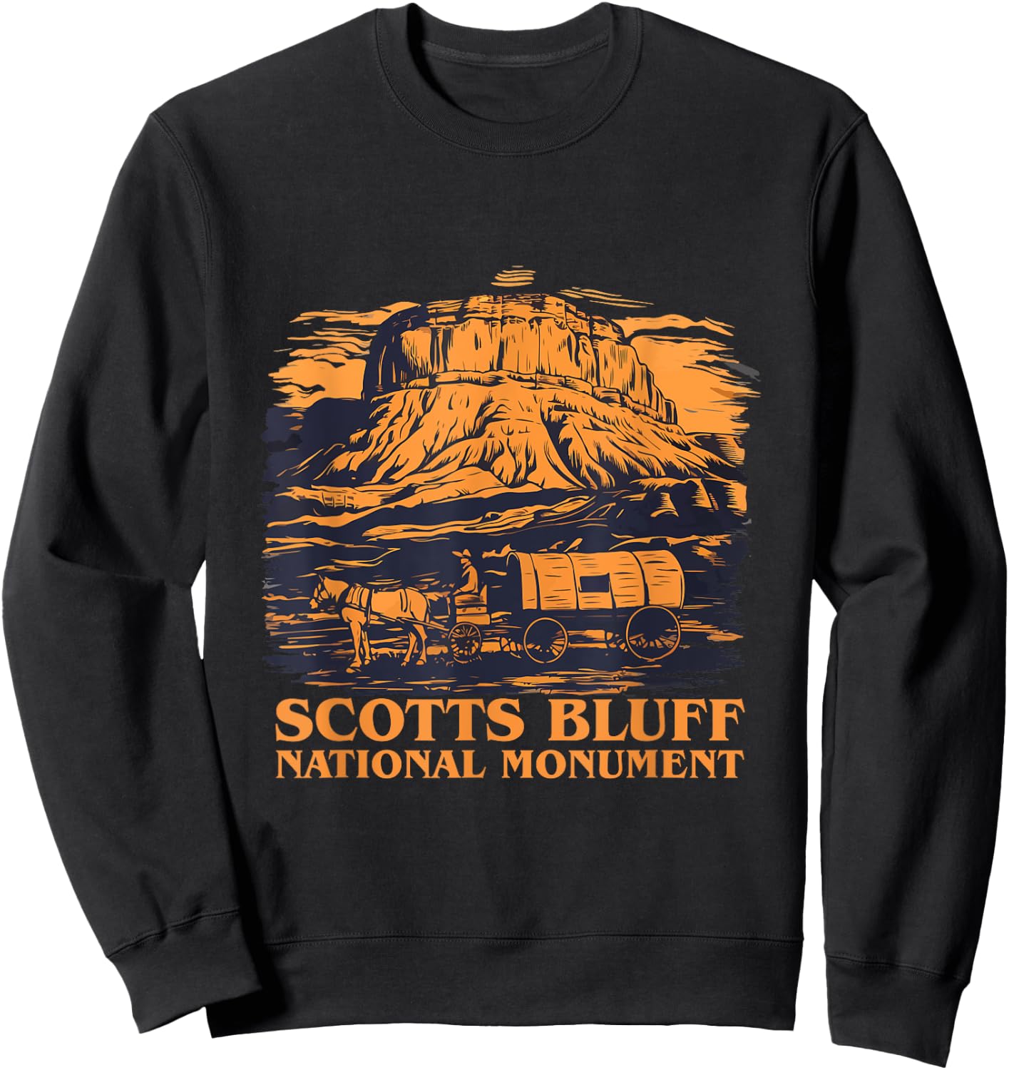Scotts Bluff National Monument Horse cart Outfit Sweatshirt - Sweatshirt | Black