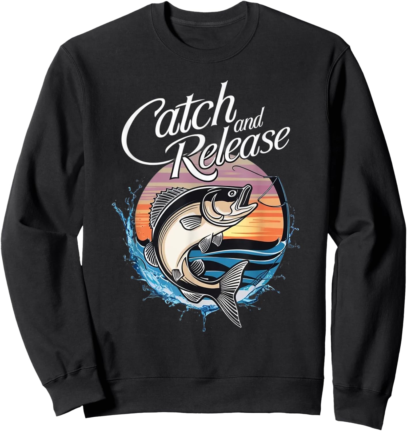 Catch and Release Fish Sunset Fishing Sweatshirt - Sweatshirt | Black