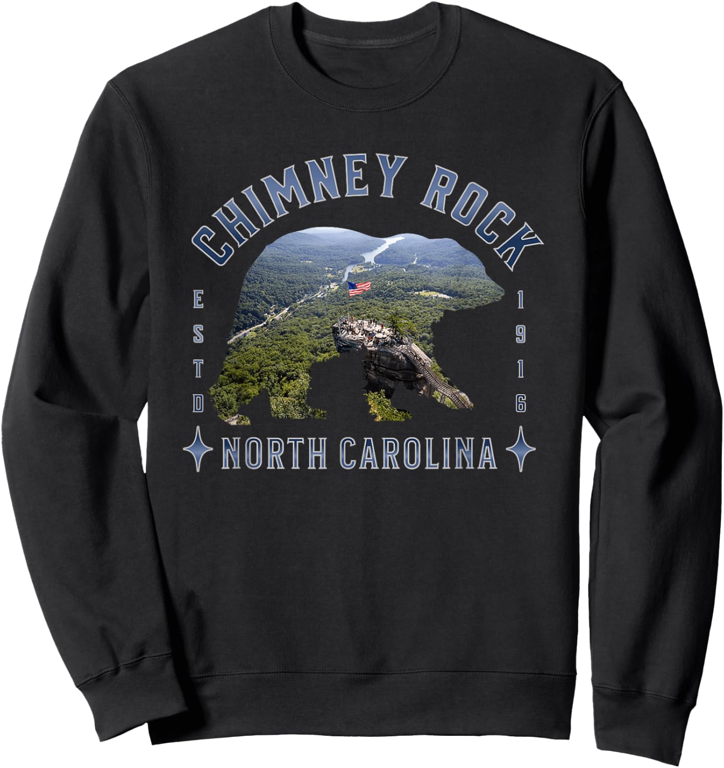 NC Black Bear Chimney Rock State Park Skyline North Carolina Sweatshirt - Sweatshirt | Black