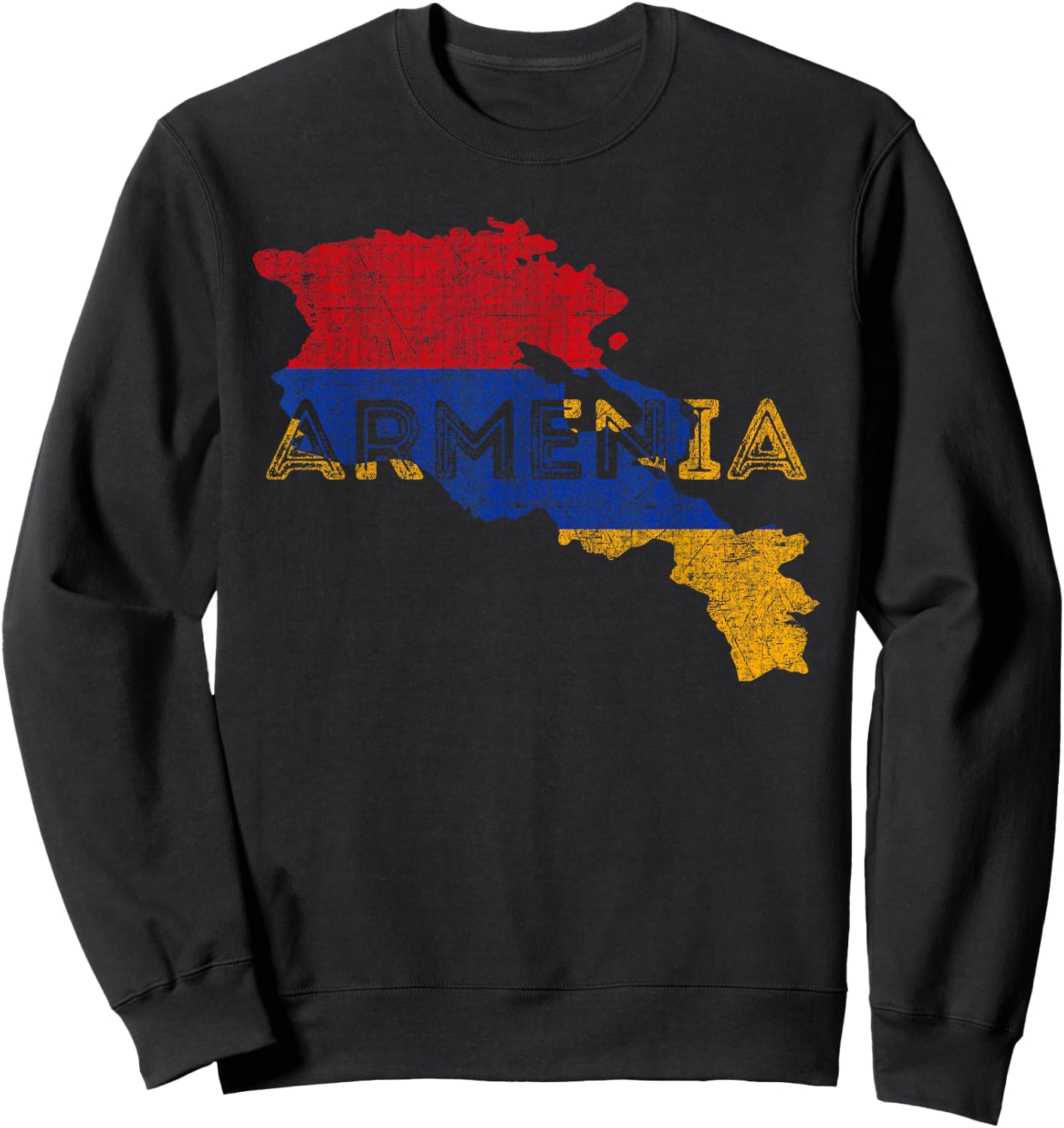 Armenian Map and Flag Souvenir - Distressed Armenia Sweatshirt - Sweatshirt | Black