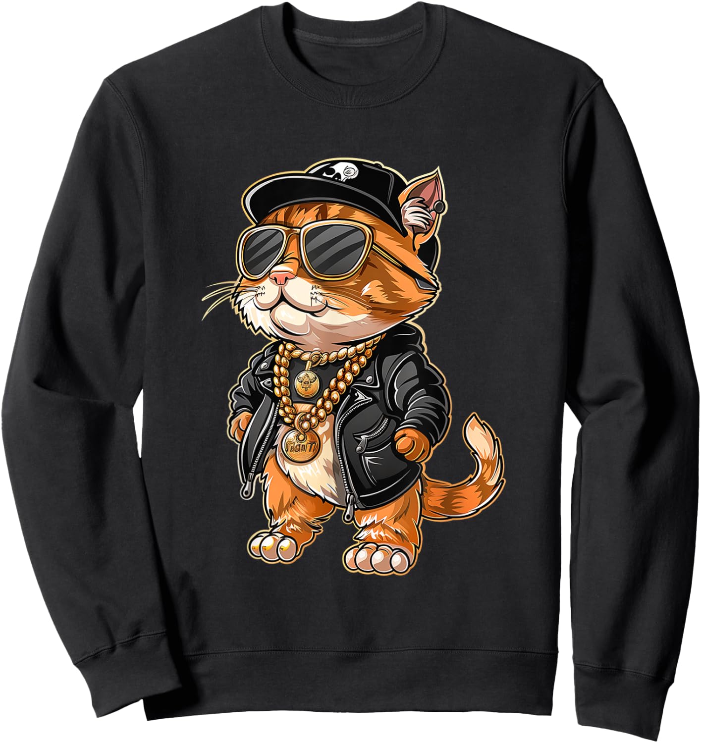 Cat Rapper Gift Cute Cat Rapper Cool Hip Hop Men Women Kids Sweatshirt - Sweatshirt | Black
