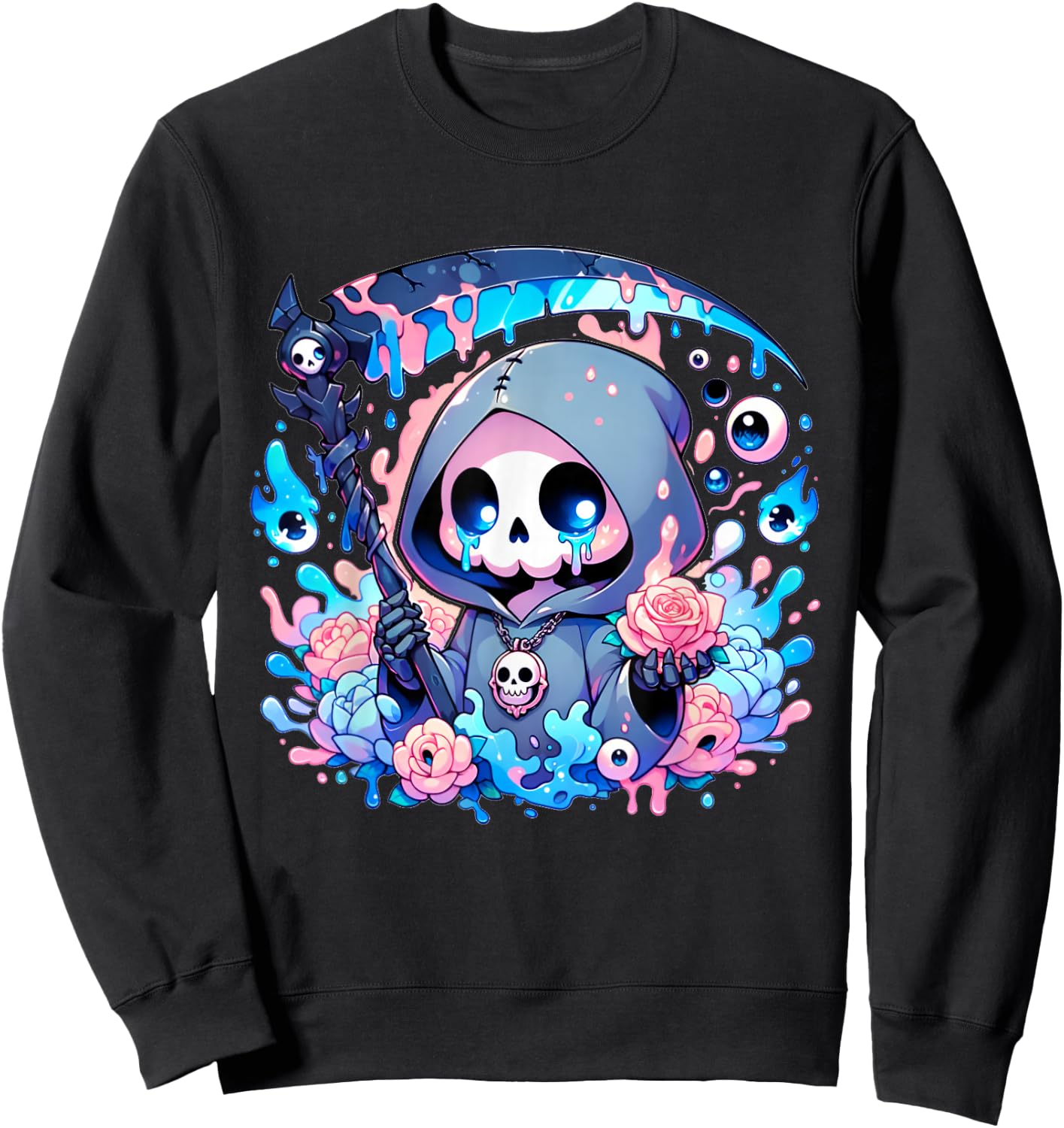 Cute Kawaii Pastel Goth Reaper Sweatshirt - Sweatshirt | Black