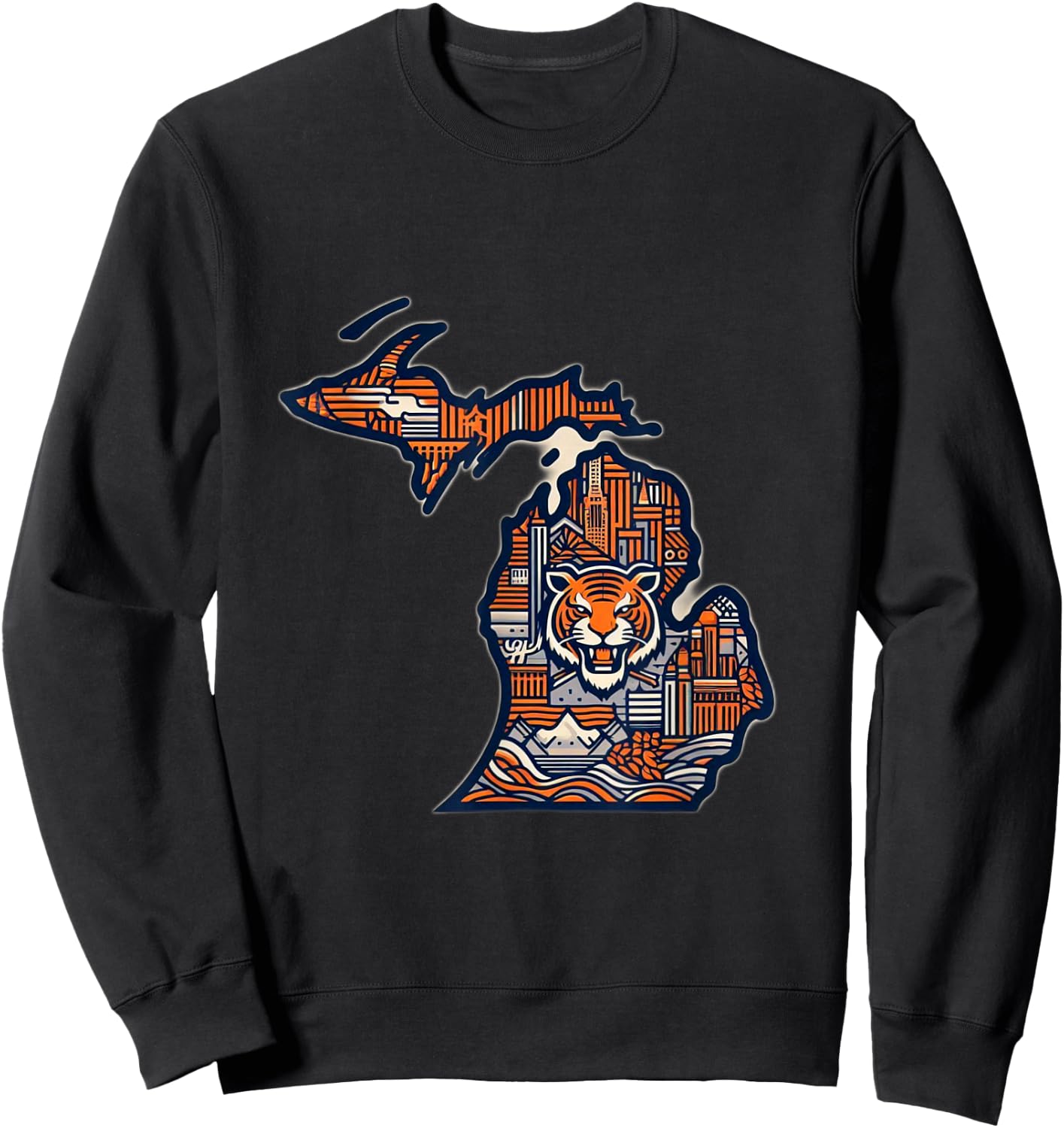 Michigan Vintage Detroit Design Sweatshirt - Sweatshirt | Black