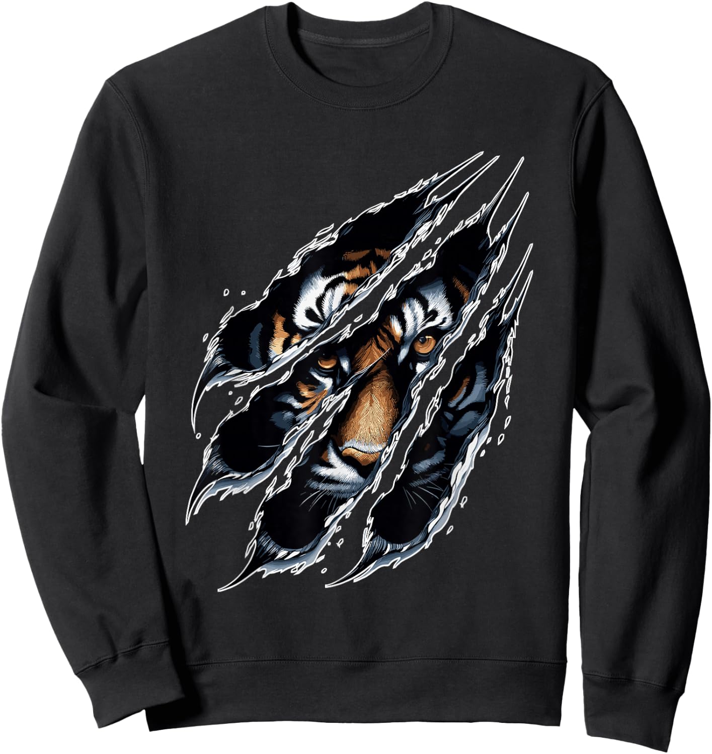 Fierce Tiger Eye Claw Silhouette Wild Cat Tigers Sweatshirt - Sweatshirt | Black