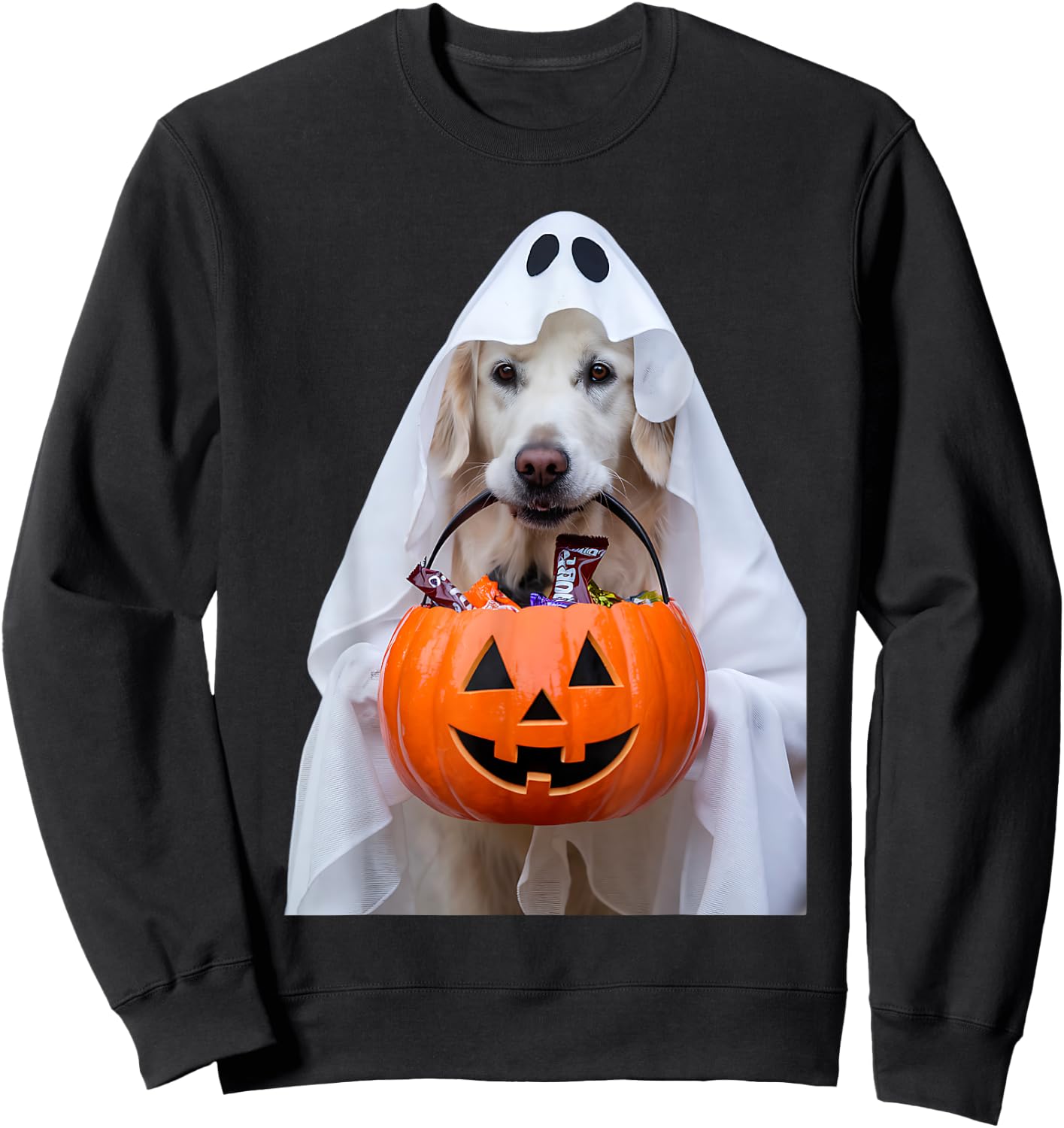 Halloween English Cream Golden Retriever Pumpkin Dog Mom Dad Men Women Girls Kids Sweatshirt - Sweatshirt | Black
