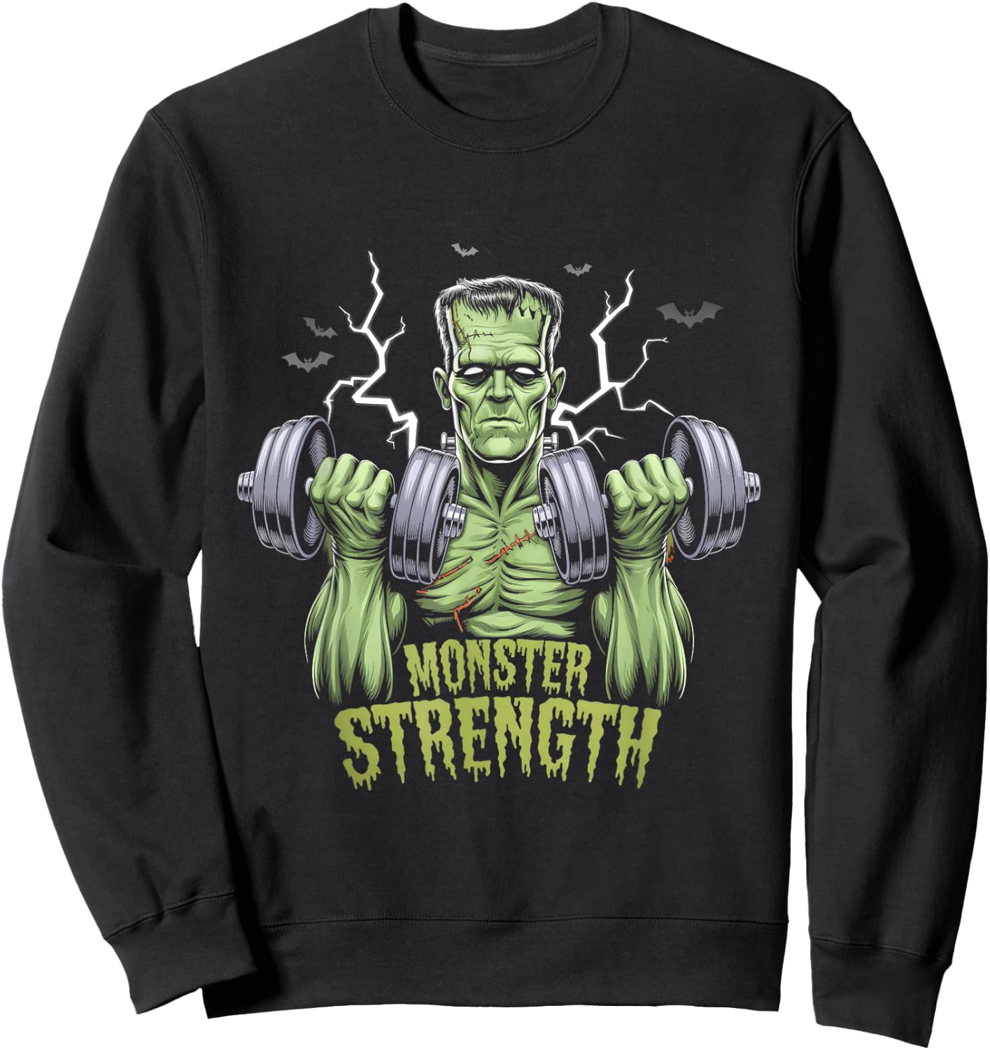 Frankenstein Monster Halloween Gym Workout Strength Sweatshirt - Sweatshirt | Black