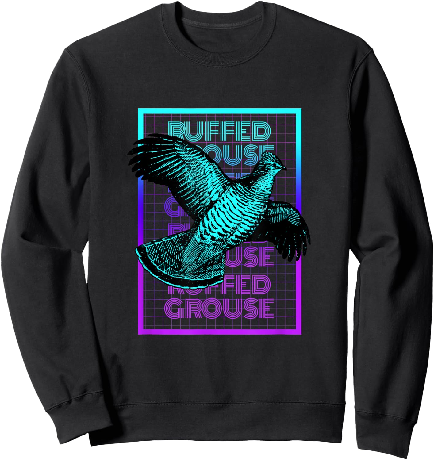 Vintage Ruffed Grouse Gifts Ruffed Grouse Birding Retro - Women's Classic Fit Black Graphic Design - Small Sweatshirt - Sweatshirt | Black