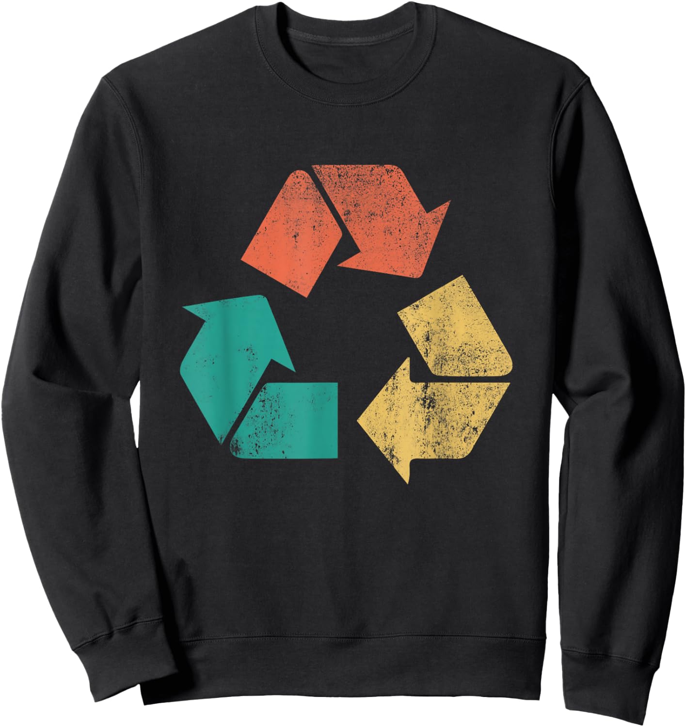 Retro Recycle Logo Protect Nature Earth Day Men Women Kids Sweatshirt - Sweatshirt | Black