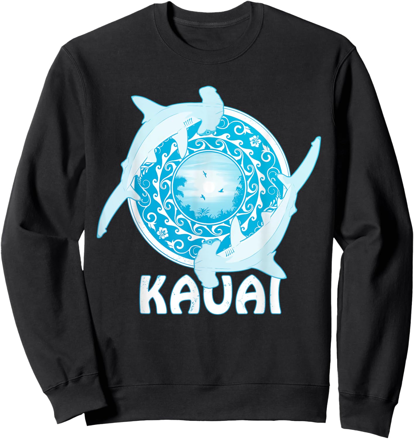 Hammerhead Shark Polynesian Design Kauai Sweatshirt - Sweatshirt | Black