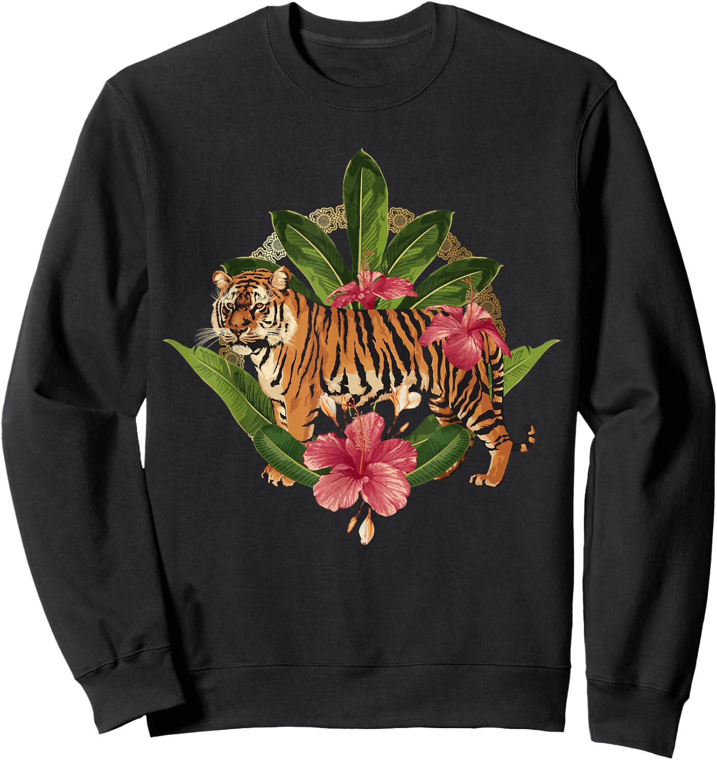 Wild Tiger T shirt, Wild Jungle Tiger Fashion Graphic Design Sweatshirt - Sweatshirt | Black