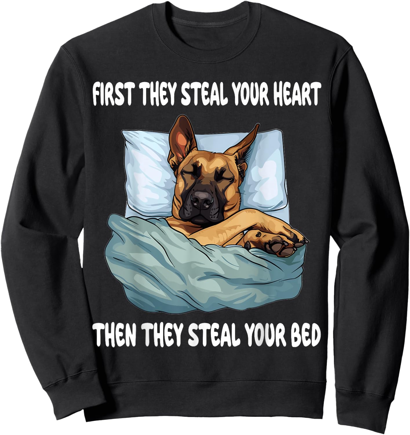 Belgian Malinois Sleeping Pajamas Nightgown Sweatshirt - Sweatshirt | Black