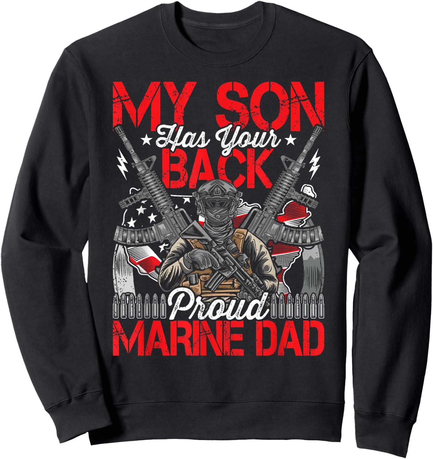 He Has Your Back - Marine - Dad Camouflage Sweatshirt - Sweatshirt | Black