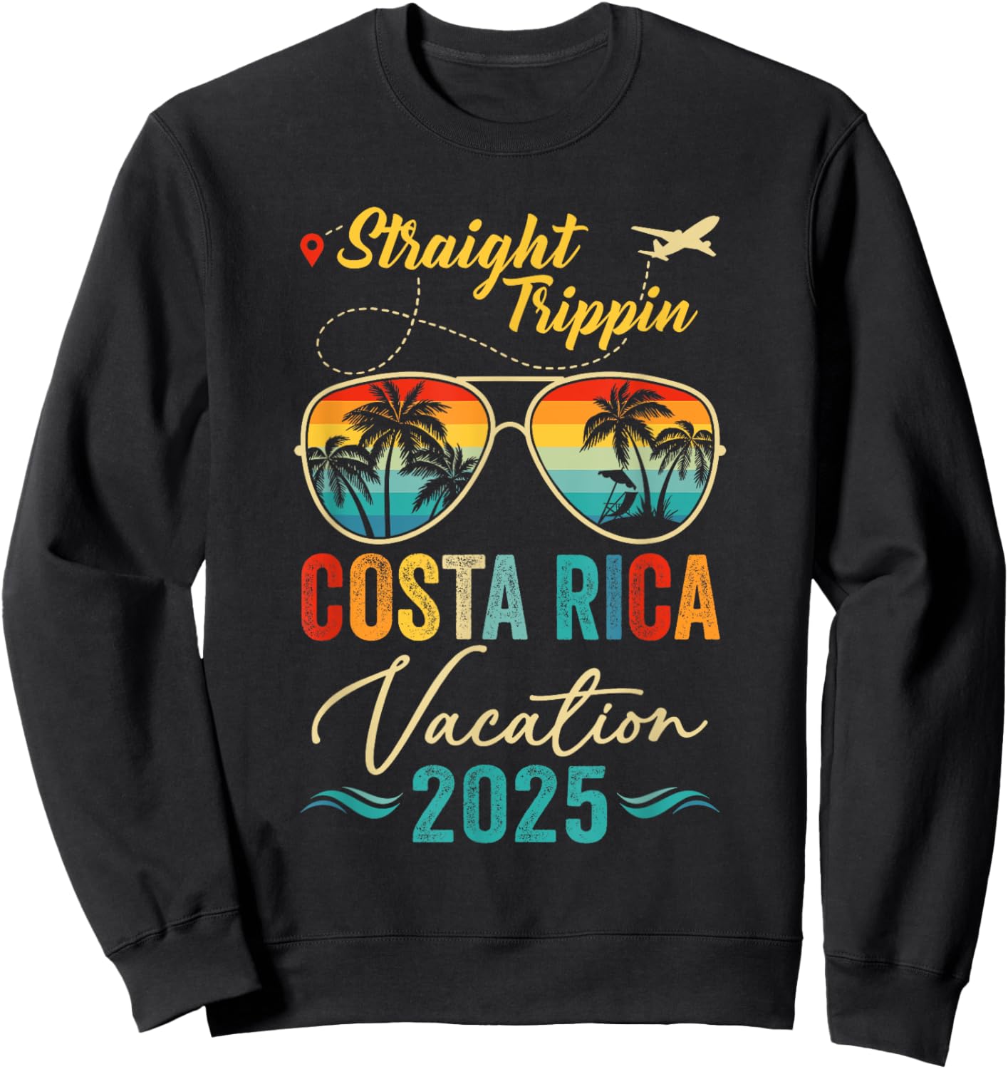 Straight Trippin Costa Rica 2025 Family Summer Vacation Sweatshirt - Sweatshirt | Black