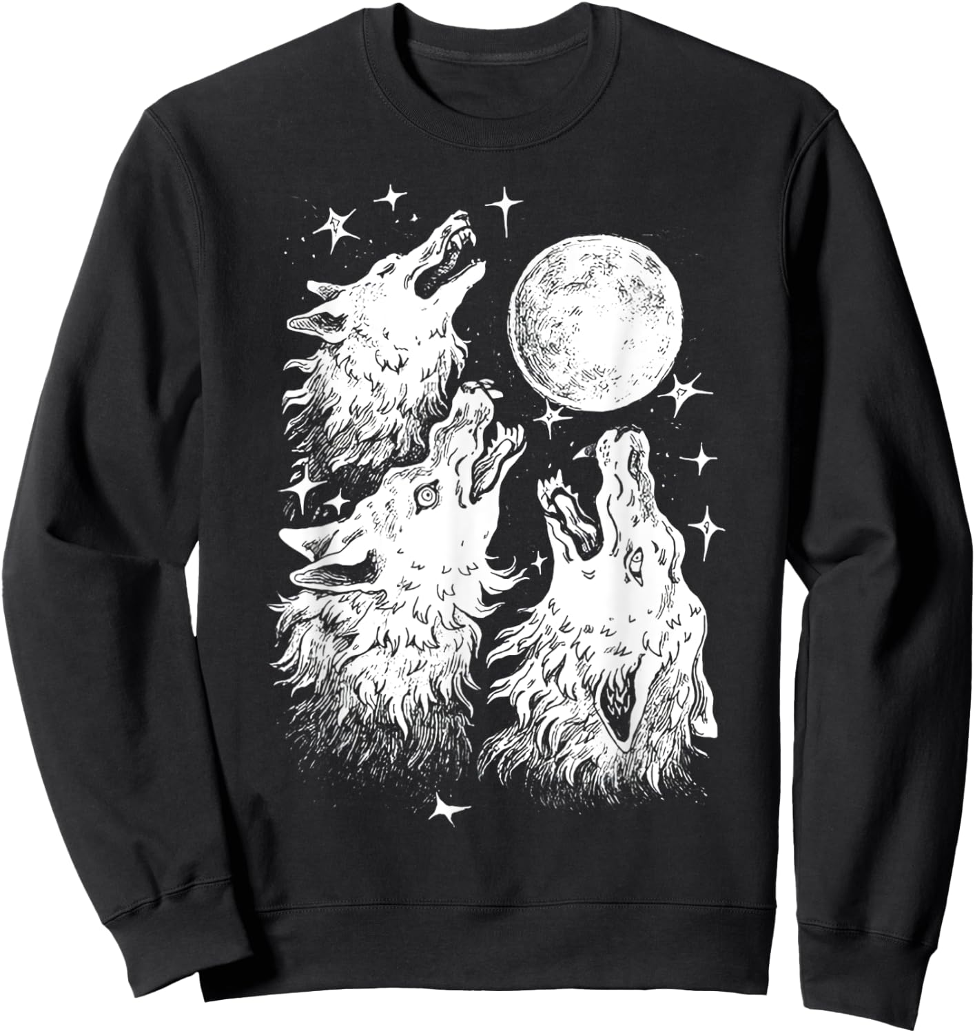 Three Wolves Howling at the Moon - Wolf Lover Sweatshirt - Sweatshirt | Black