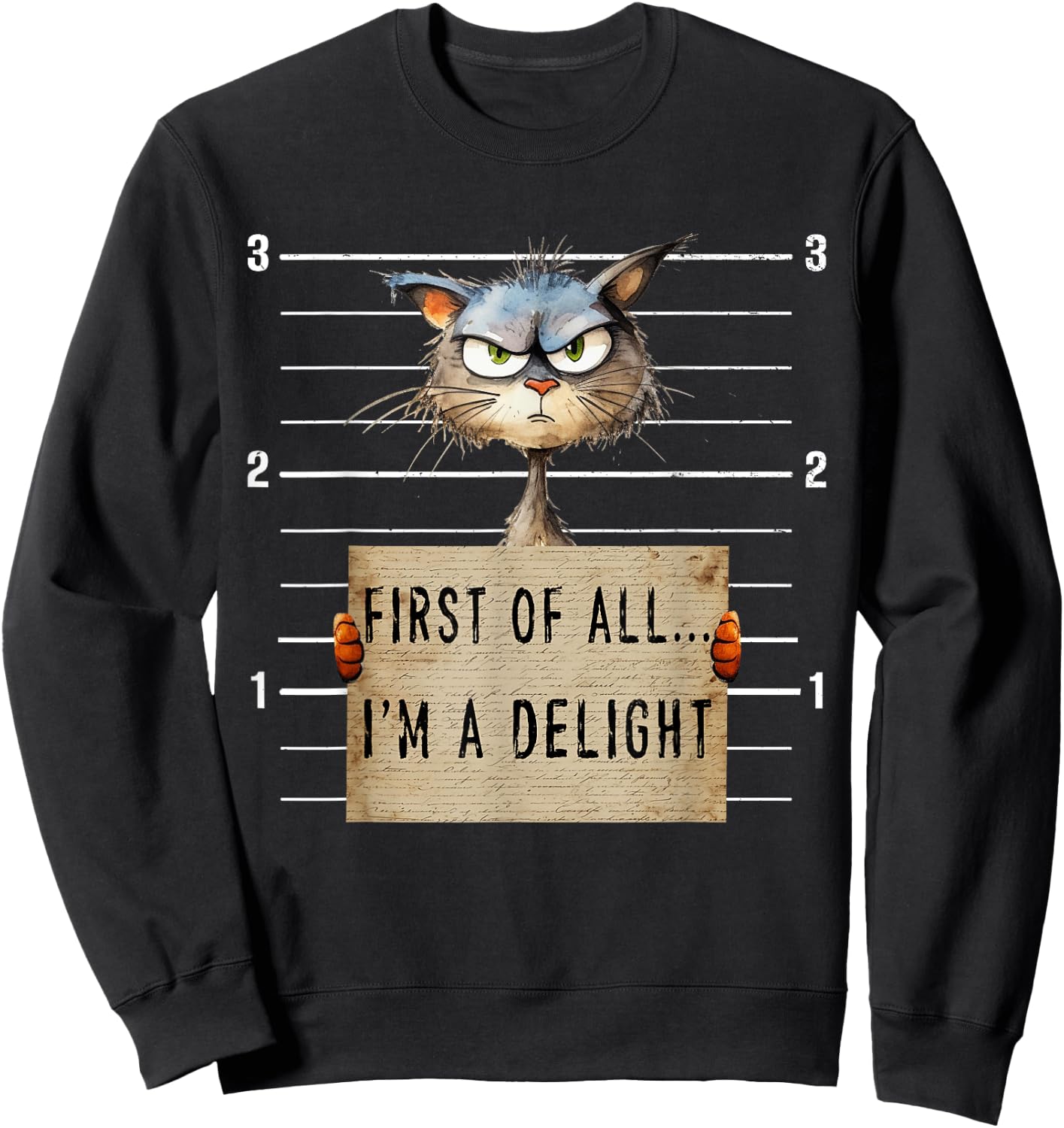 First Of All I'm A Delight Sarcastic Funny Cat Shirts Women Sweatshirt - Sweatshirt | Black