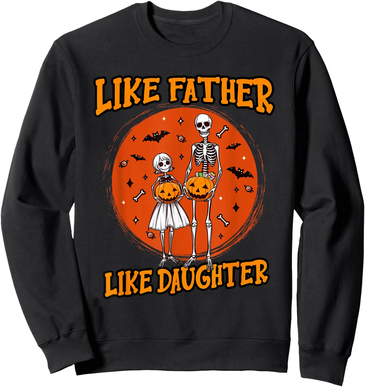 Skeleton Father Daughter Matching Halloween Costume Sweatshirt - Sweatshirt | Black