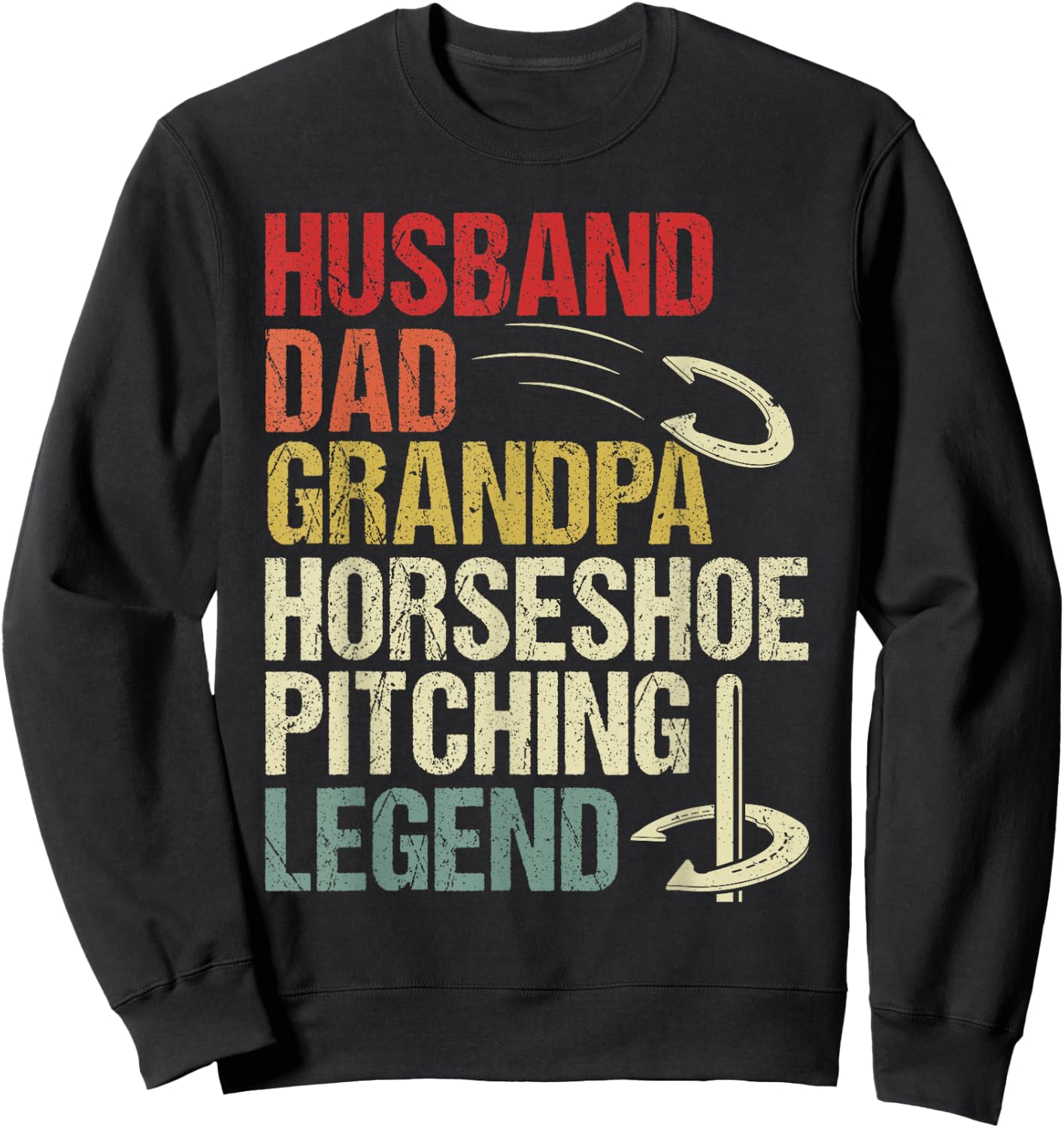 Retro Horseshoe Pitching Legend Grandpa Horseshoe Throwing Sweatshirt - Sweatshirt | Black