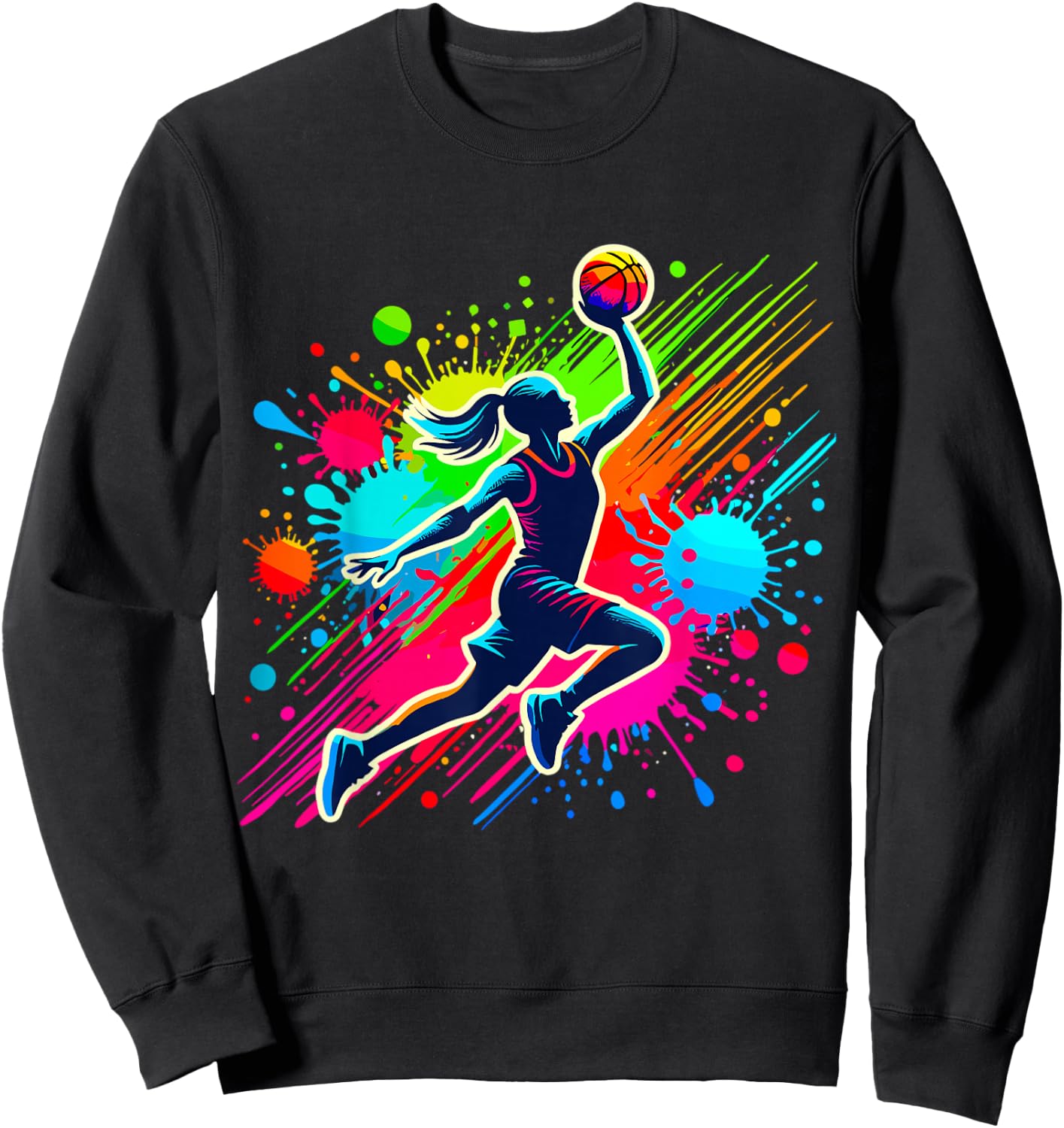 Basketball Player Girl Sweatshirt - Sweatshirt | Black
