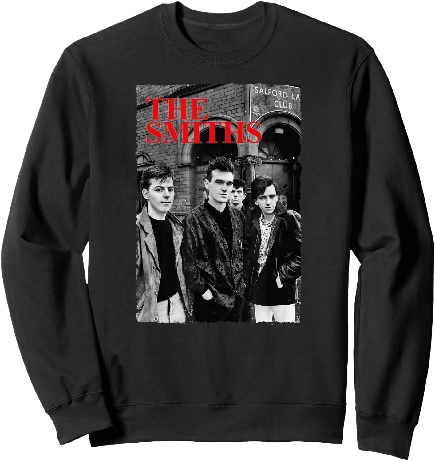 The Smiths Red Text Salford Lads Club Shot By Stephen Wright Sweatshirt - Sweatshirt | Black