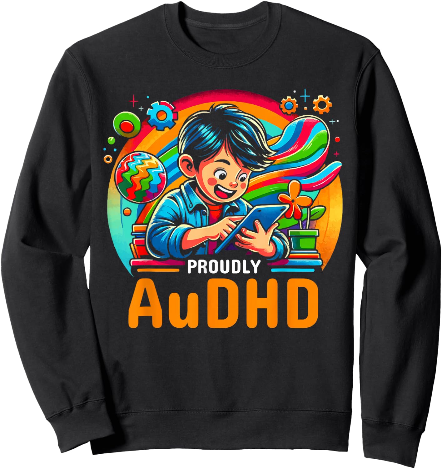 AuDHD Autism ADHD Autistic Spectrum Neurodiversity Sweatshirt - Sweatshirt | Black