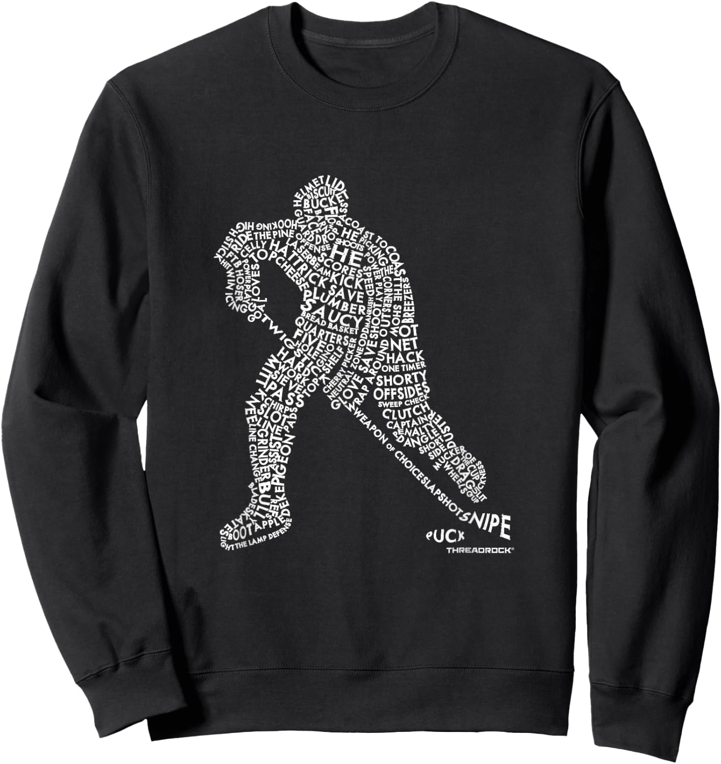 Hockey Player Typography Design Sweatshirt - Sweatshirt | Black