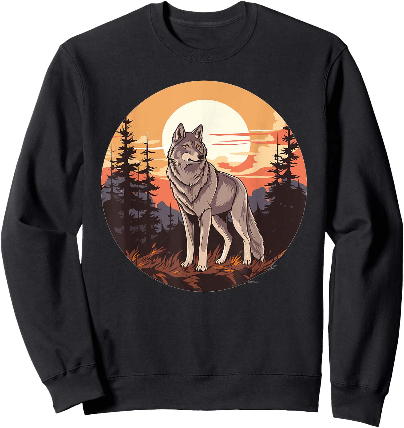 Wolf In The Forest I Kids Wolf Sweatshirt - Sweatshirt | Black