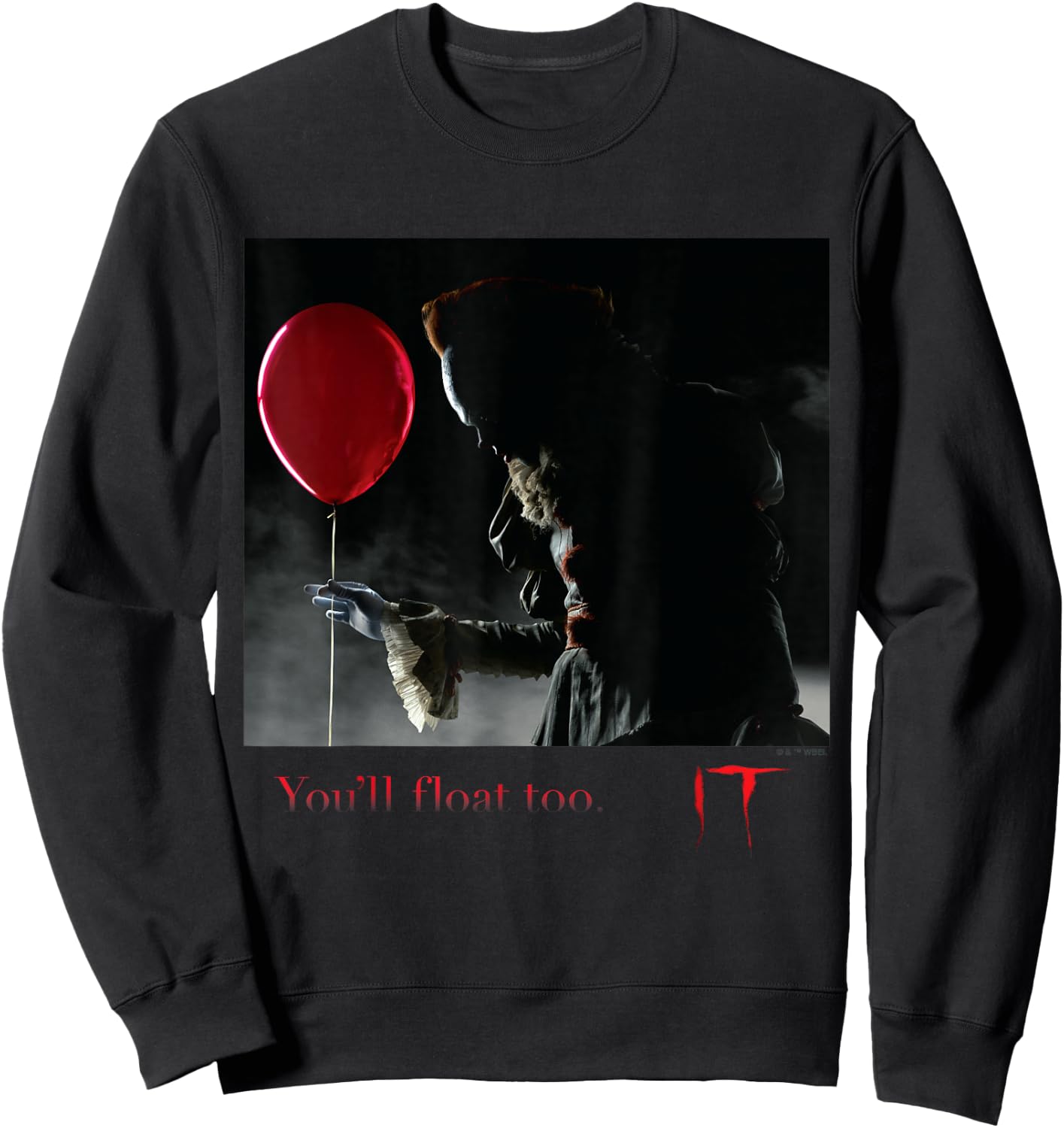 IT Films/TV Series - Pennywise You'll Float Too Red Balloon Sweatshirt - Sweatshirt | Black