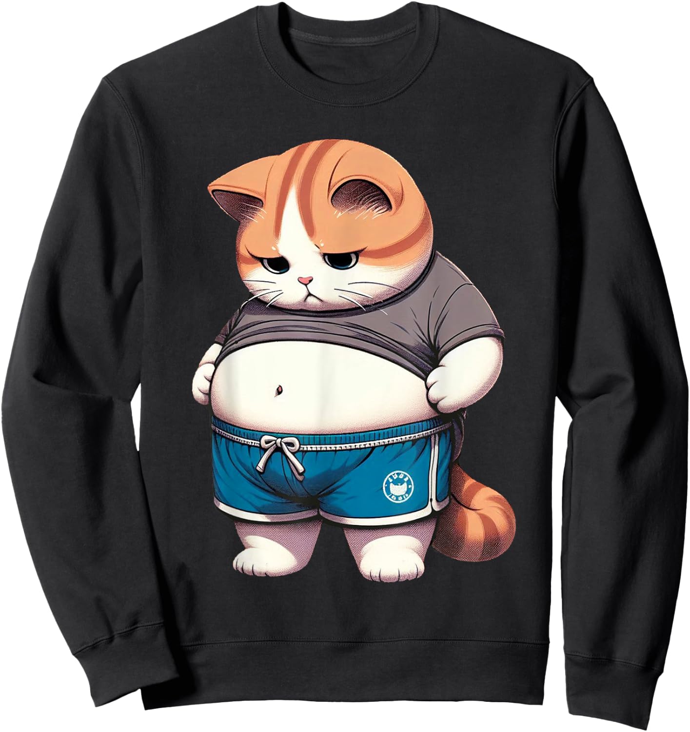 Funny Fat Cat Cute Chubby Kitten Sweatshirt - Sweatshirt | Black
